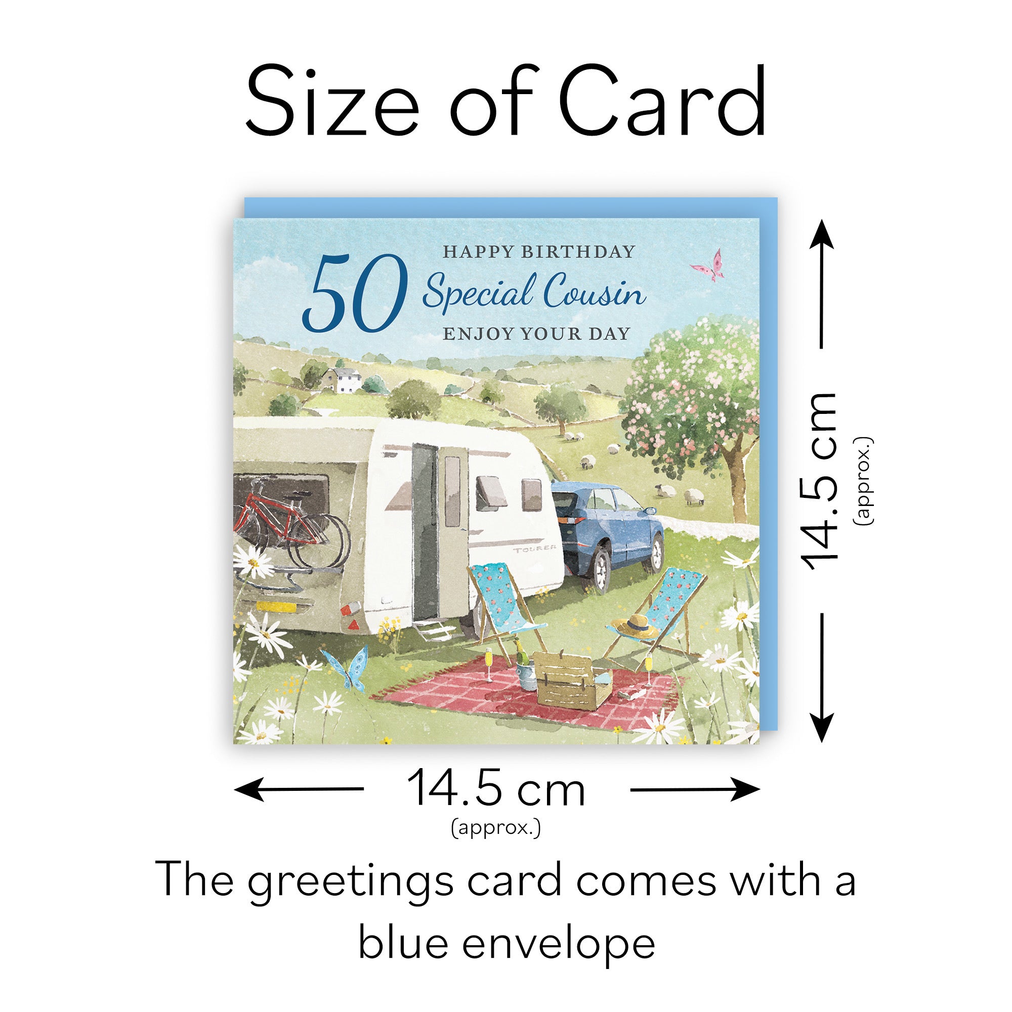 Male 50th Cousin Birthday Card Caravan Holiday Milo's Gallery - Default Title (RT07560)