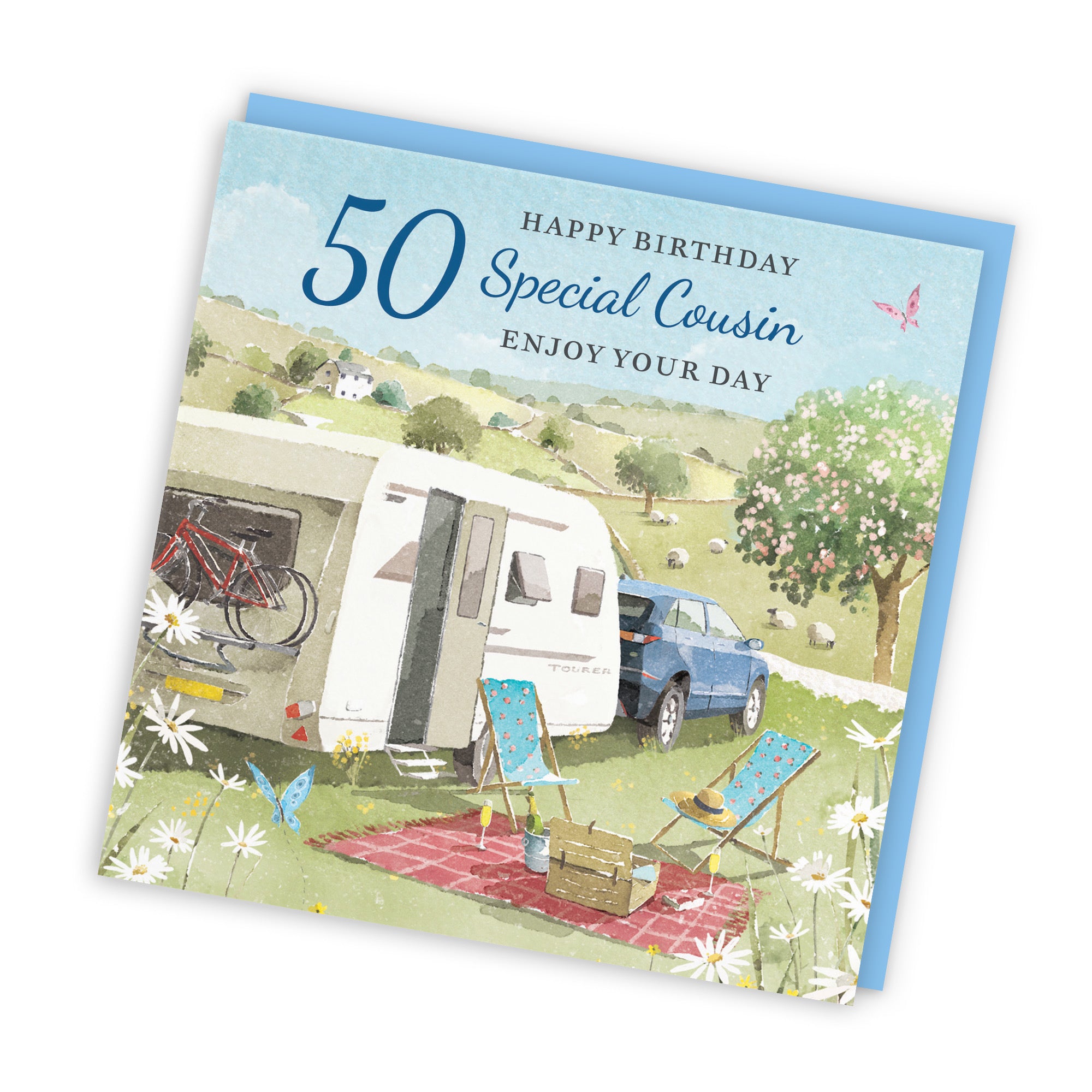 Male 50th Cousin Birthday Card Caravan Holiday Milo's Gallery - Default Title (RT07560)