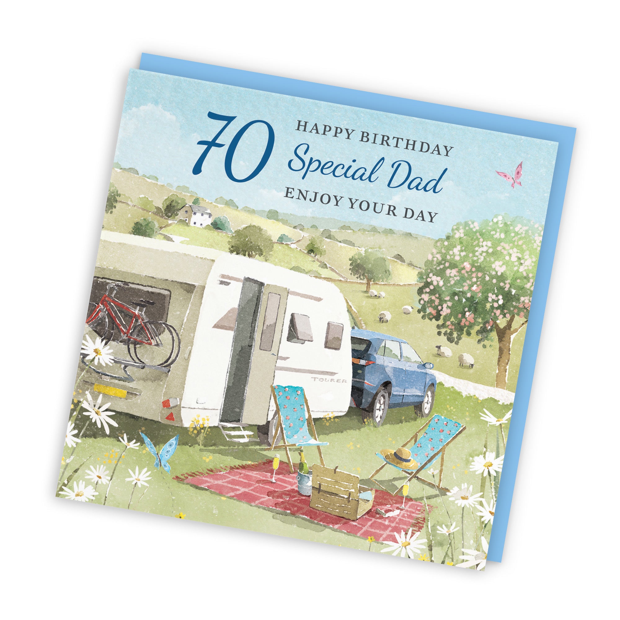 70th Dad Birthday Card Caravan Holiday Milo's Gallery - Default Title (RT07564)