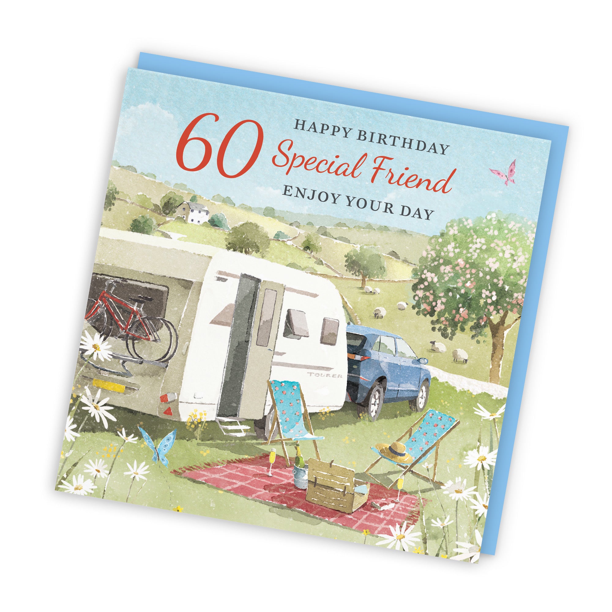60th Friend Birthday Card Caravan Holiday Milo's Gallery - Default Title (RT07568)