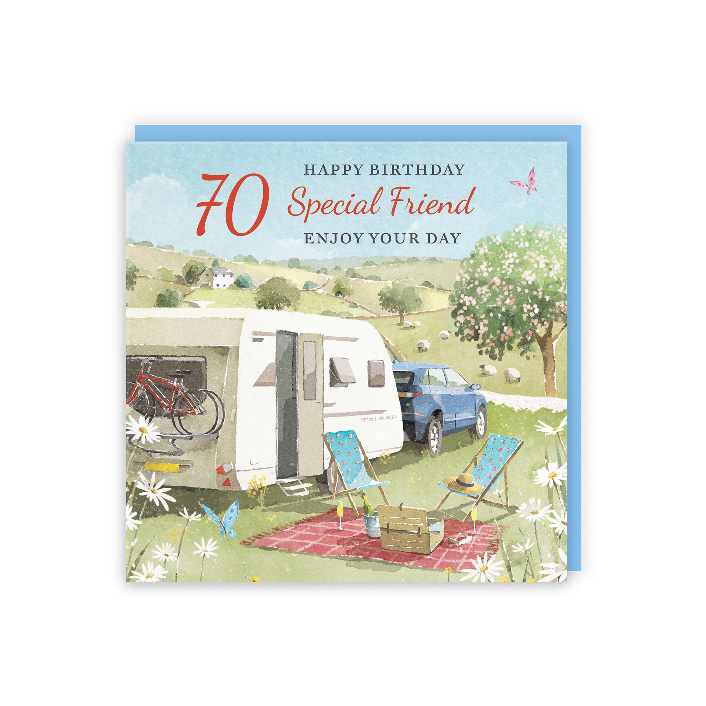 70th Friend Birthday Card Caravan Holiday Milo's Gallery - Default Title (RT07569)