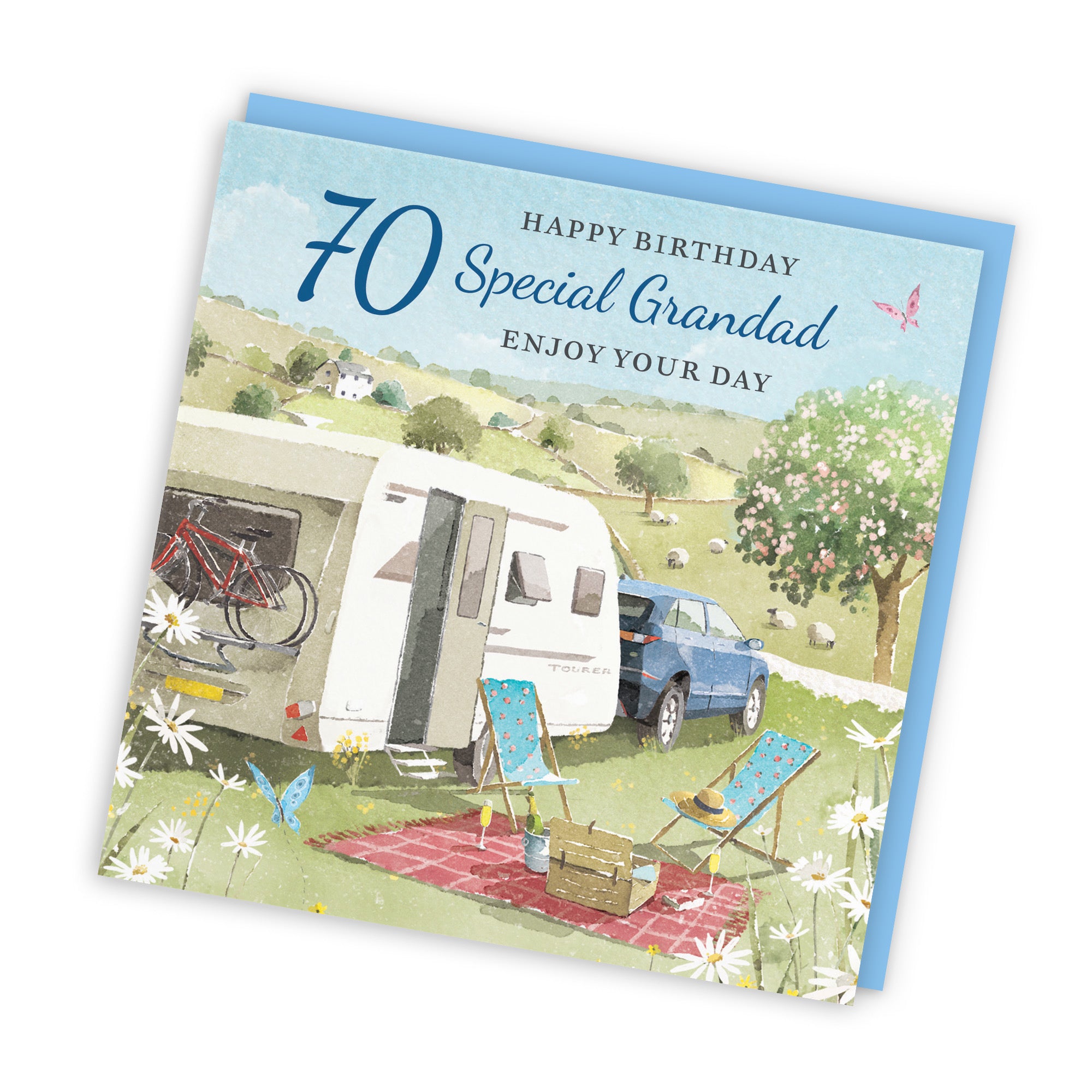 70th Grandad Birthday Card Caravan Holiday Milo's Gallery - Default Title (RT07570)