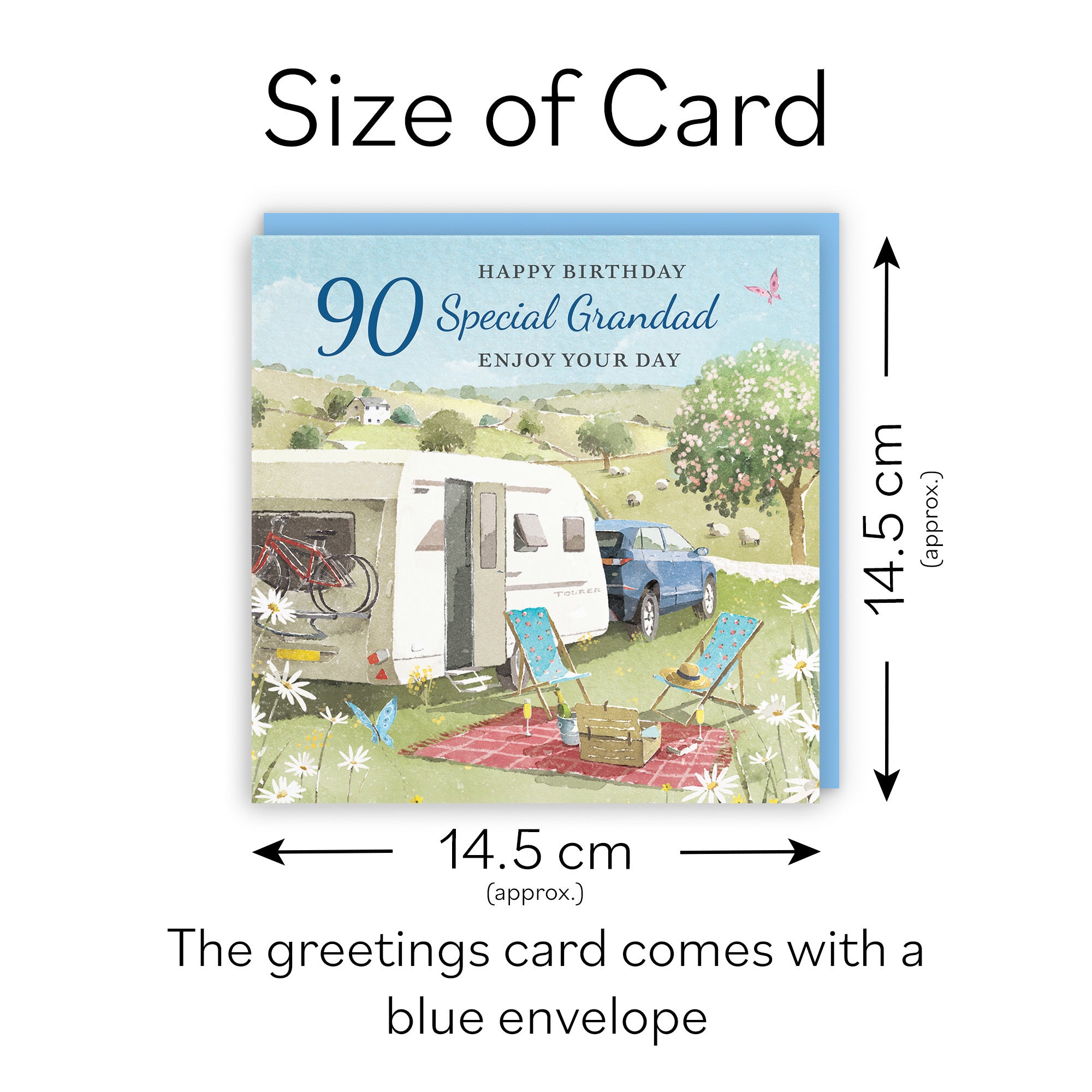 90th Grandad Birthday Card Caravan Holiday Milo's Gallery - Default Title (RT07572)
