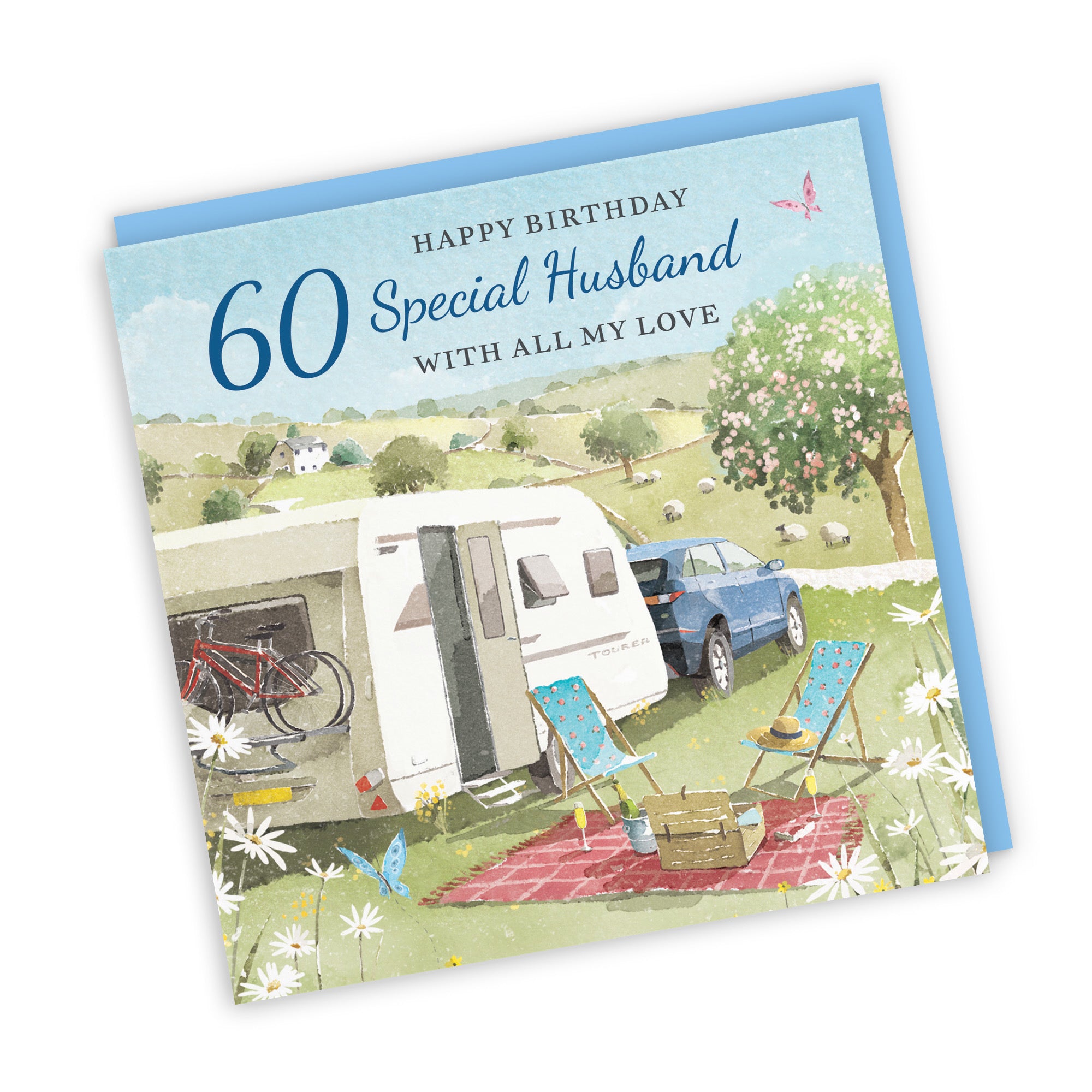 60th Husband Birthday Card Caravan Holiday Milo's Gallery - Default Title (RT07580)
