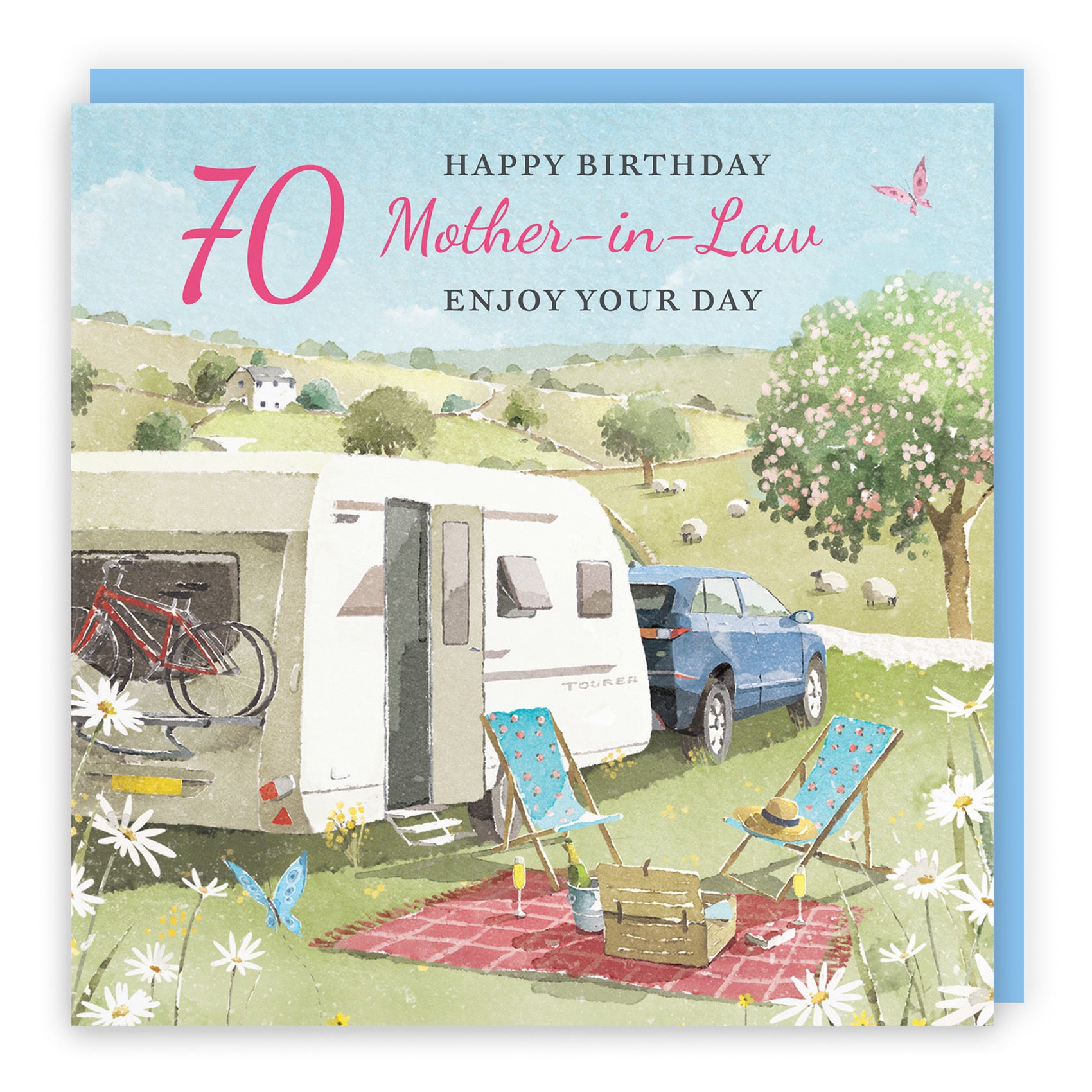 70th Mother-in-Law Birthday Card Caravan Holiday Milo's Gallery - Default Title (RT07587)