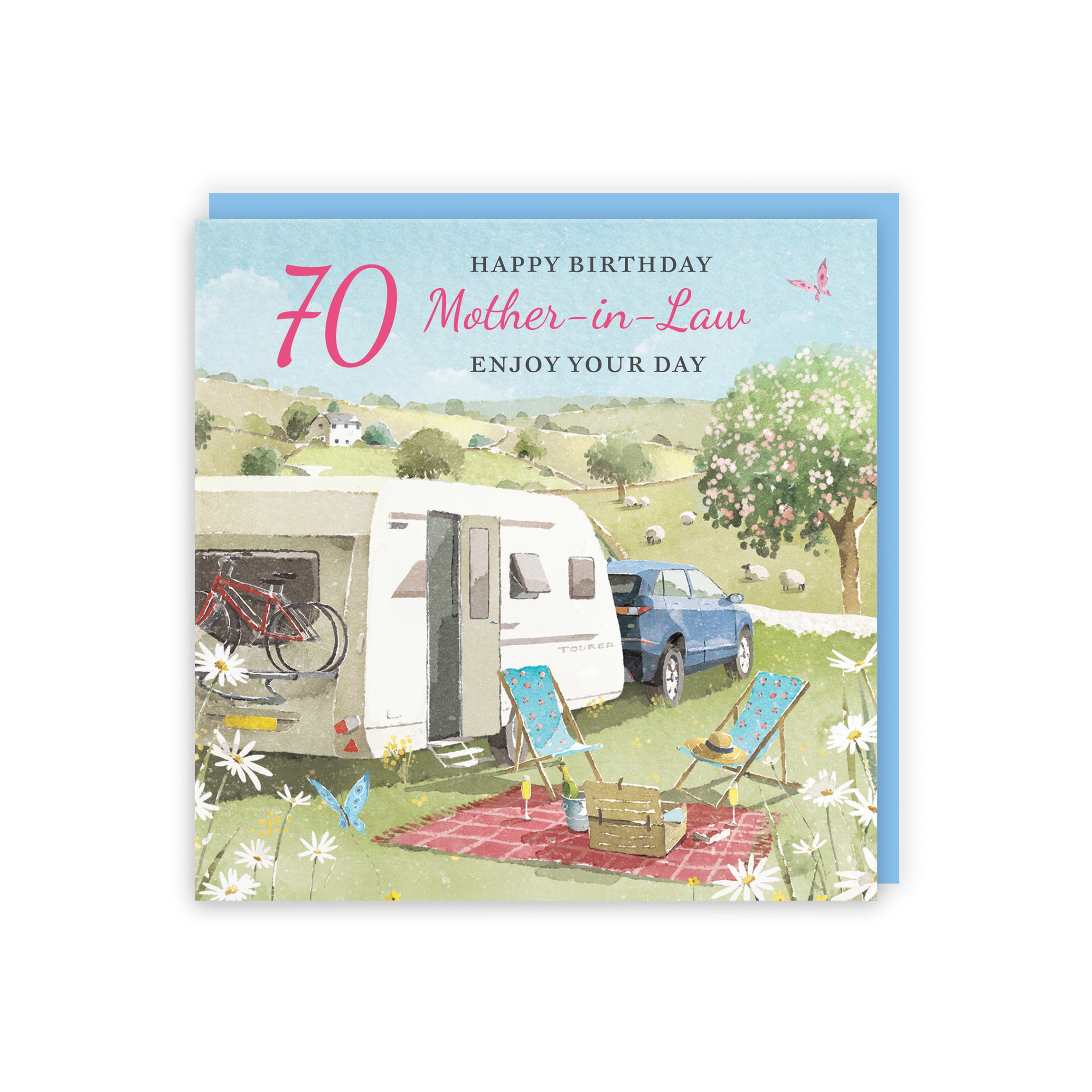 70th Mother-in-Law Birthday Card Caravan Holiday Milo's Gallery - Default Title (RT07587)