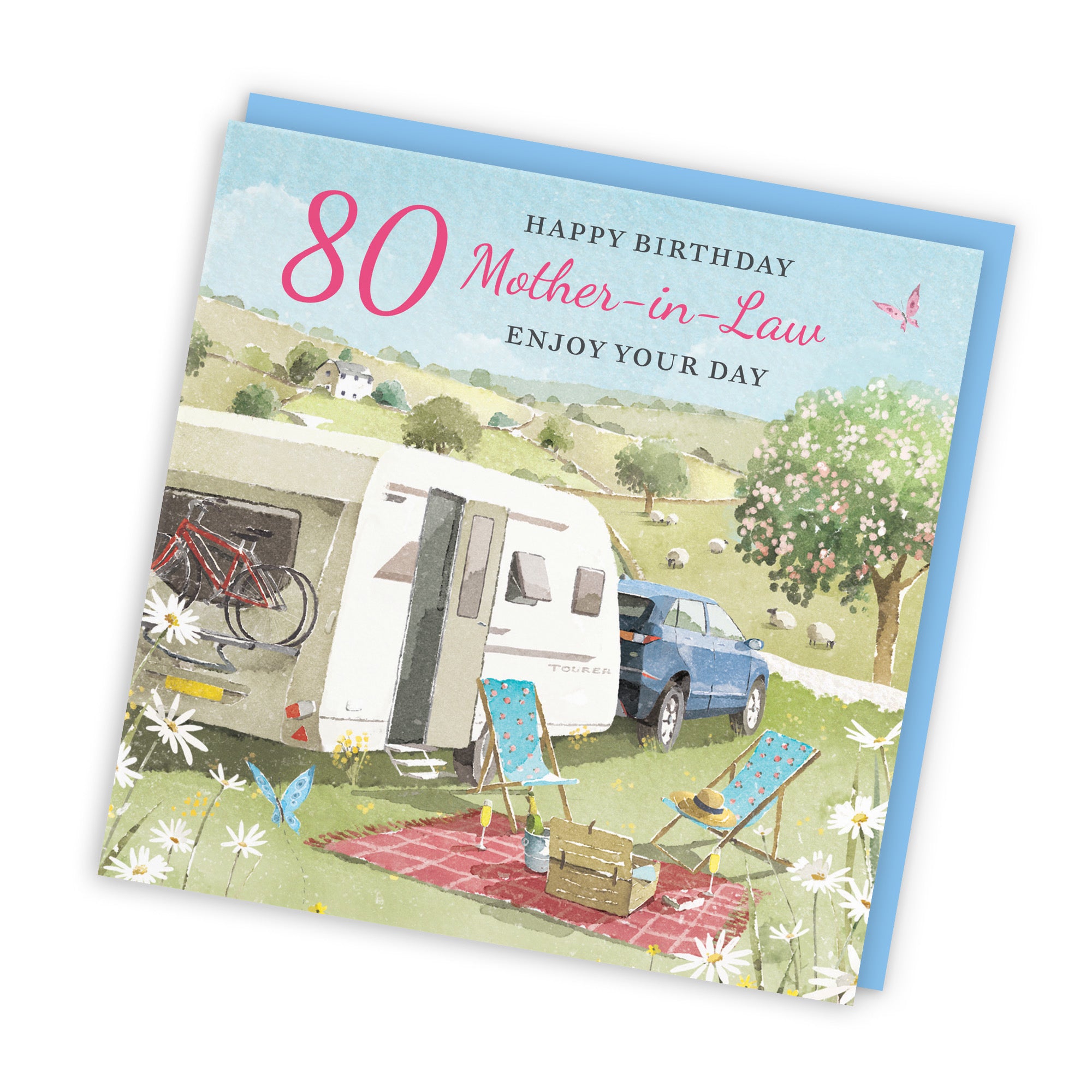 80th Mother-in-Law Birthday Card Caravan Holiday Milo's Gallery - Default Title (RT07588)