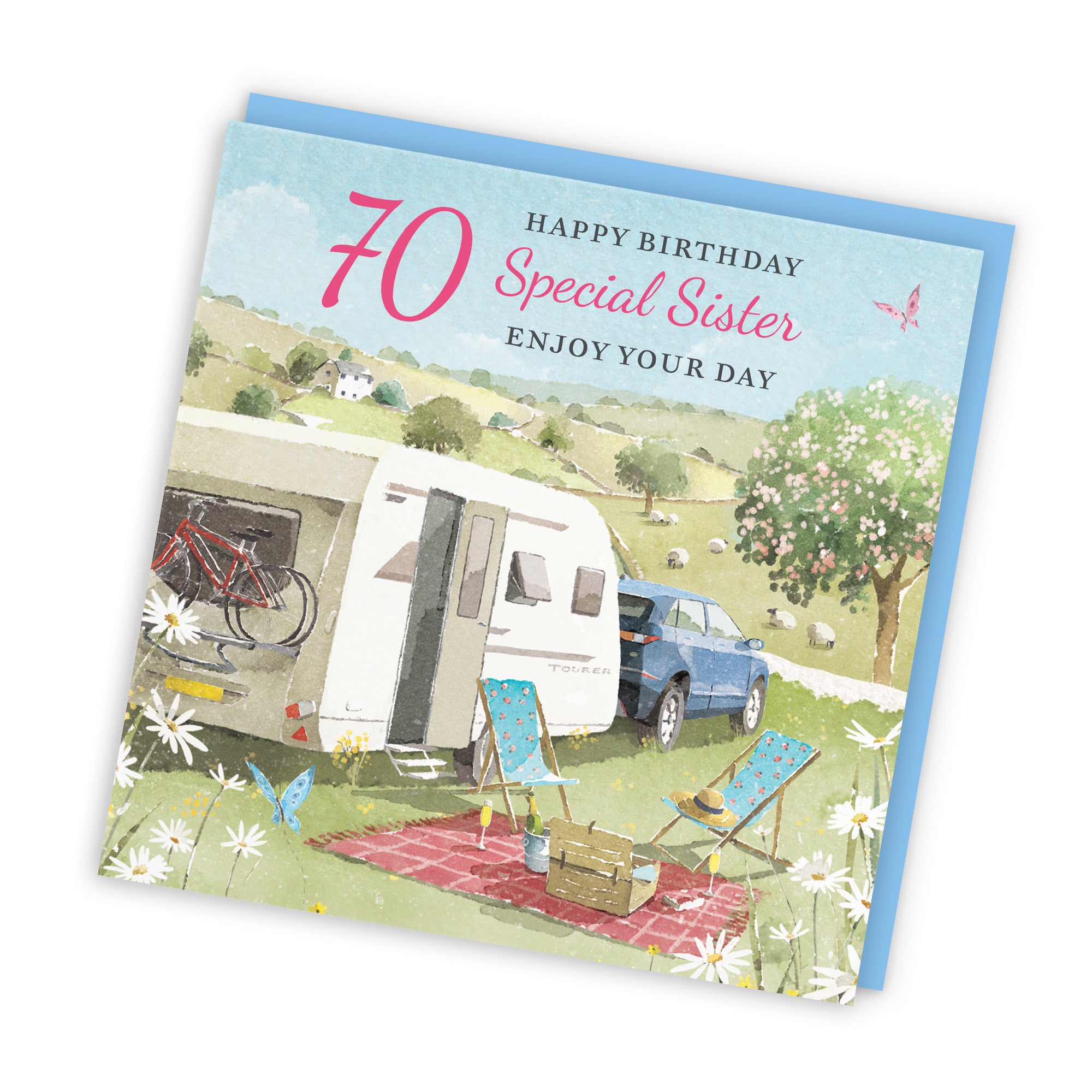 70th Sister Birthday Card Caravan Holiday Milo's Gallery - Default Title (RT07591)
