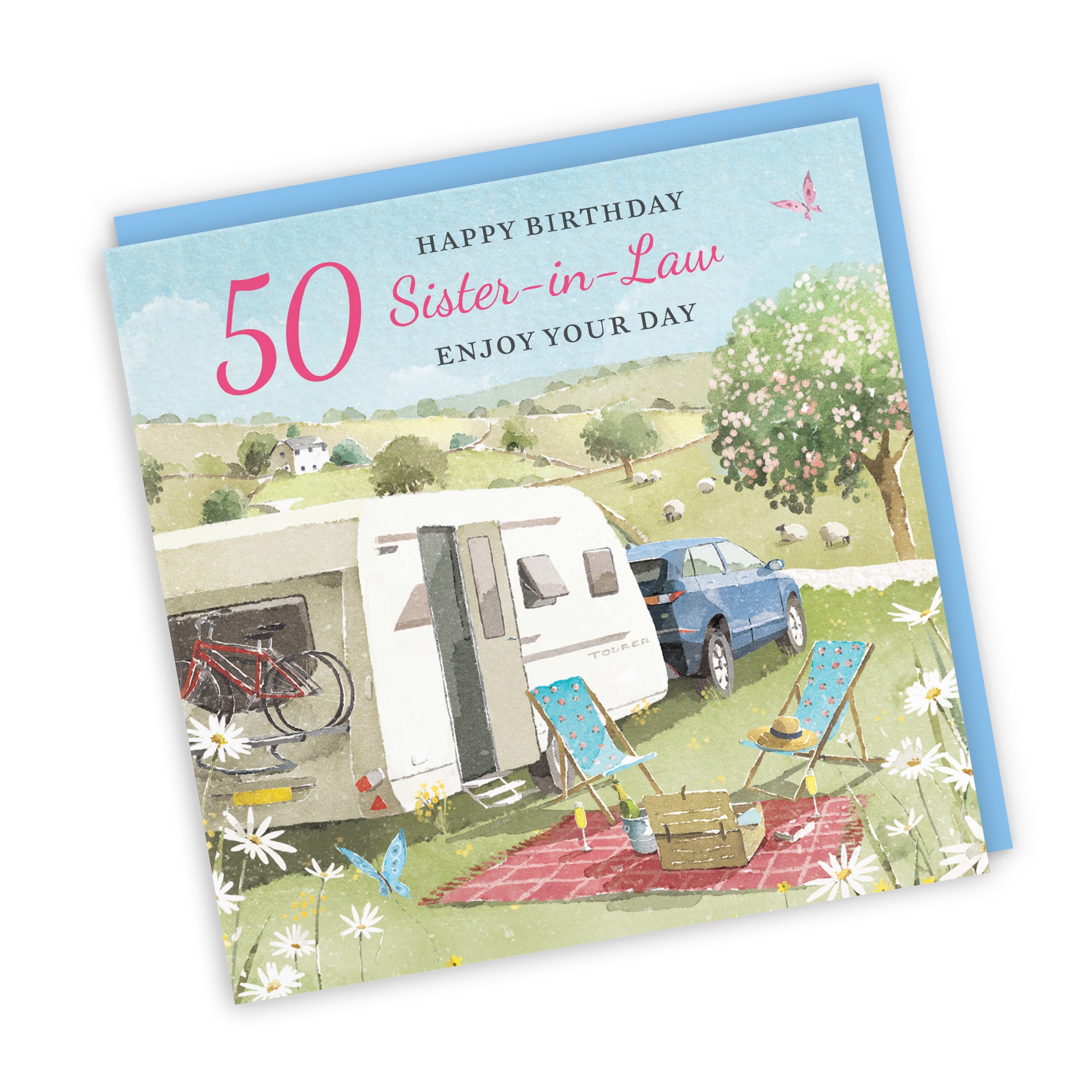 50th Sister-in-Law Birthday Card Caravan Holiday Milo's Gallery - Default Title (RT07593)