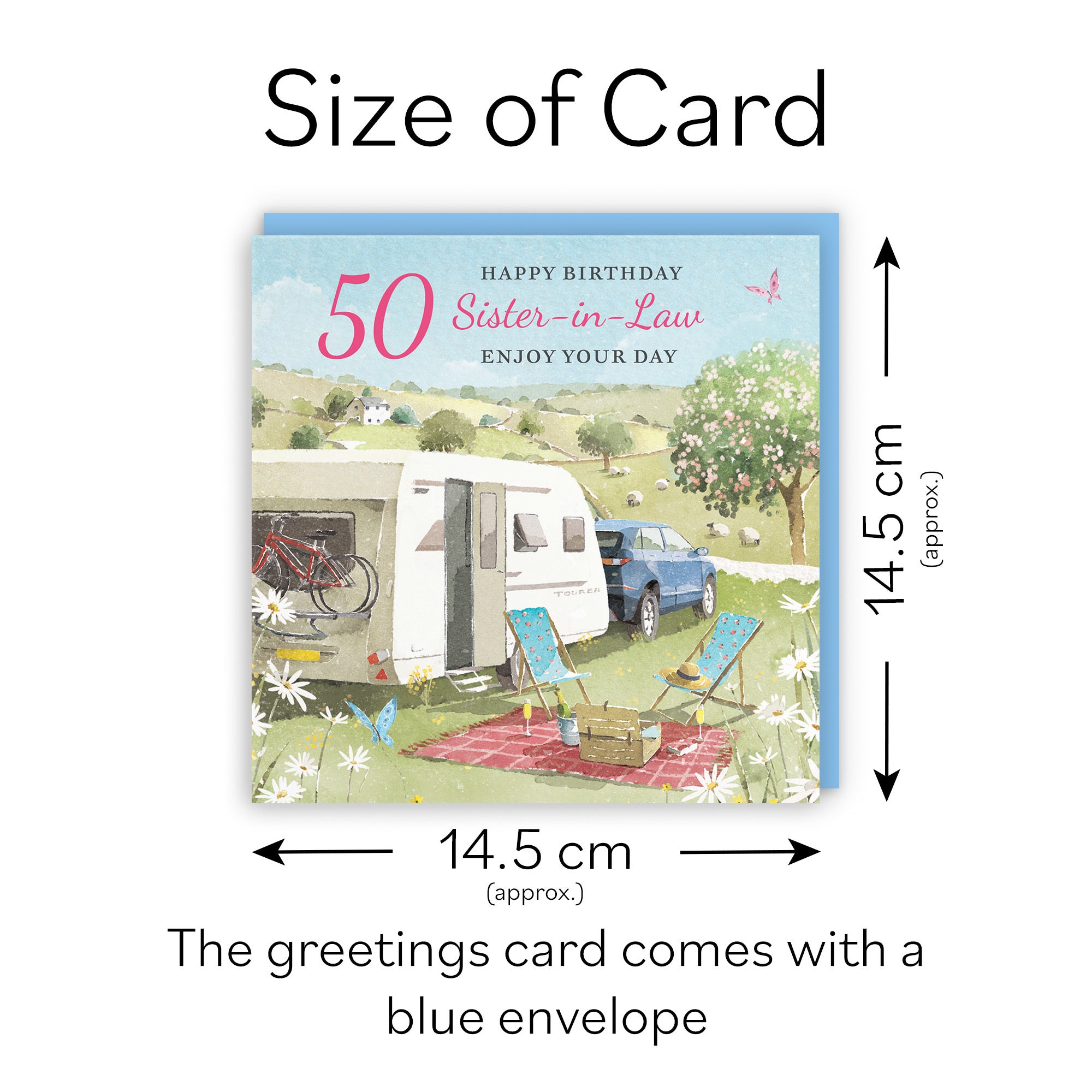 50th Sister-in-Law Birthday Card Caravan Holiday Milo's Gallery - Default Title (RT07593)