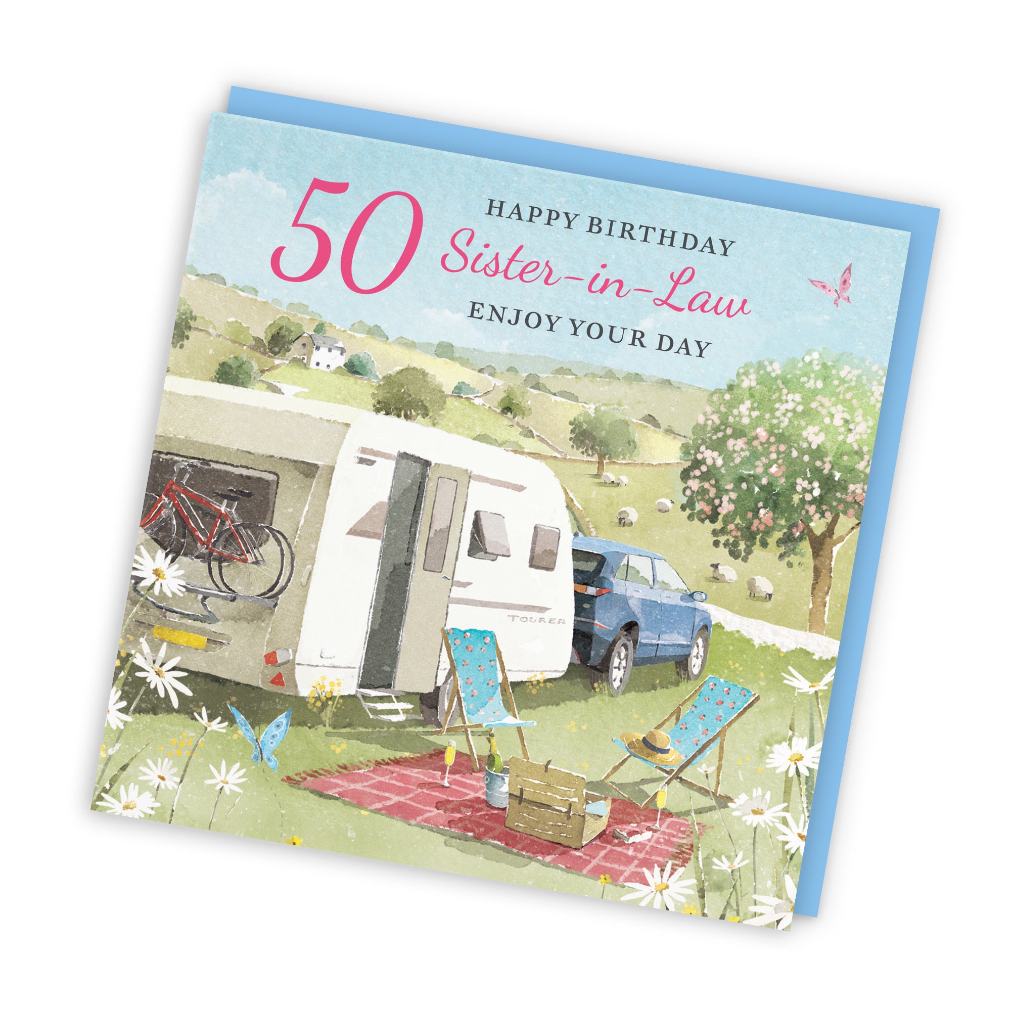 50th Sister-in-Law Birthday Card Caravan Holiday Milo's Gallery - Default Title (RT07593)