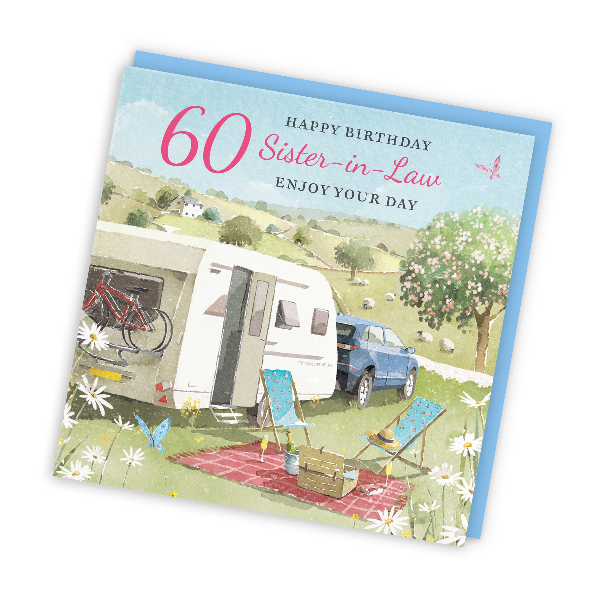 60th Sister-in-Law Birthday Card Caravan Holiday Milo's Gallery - Default Title (RT07594)