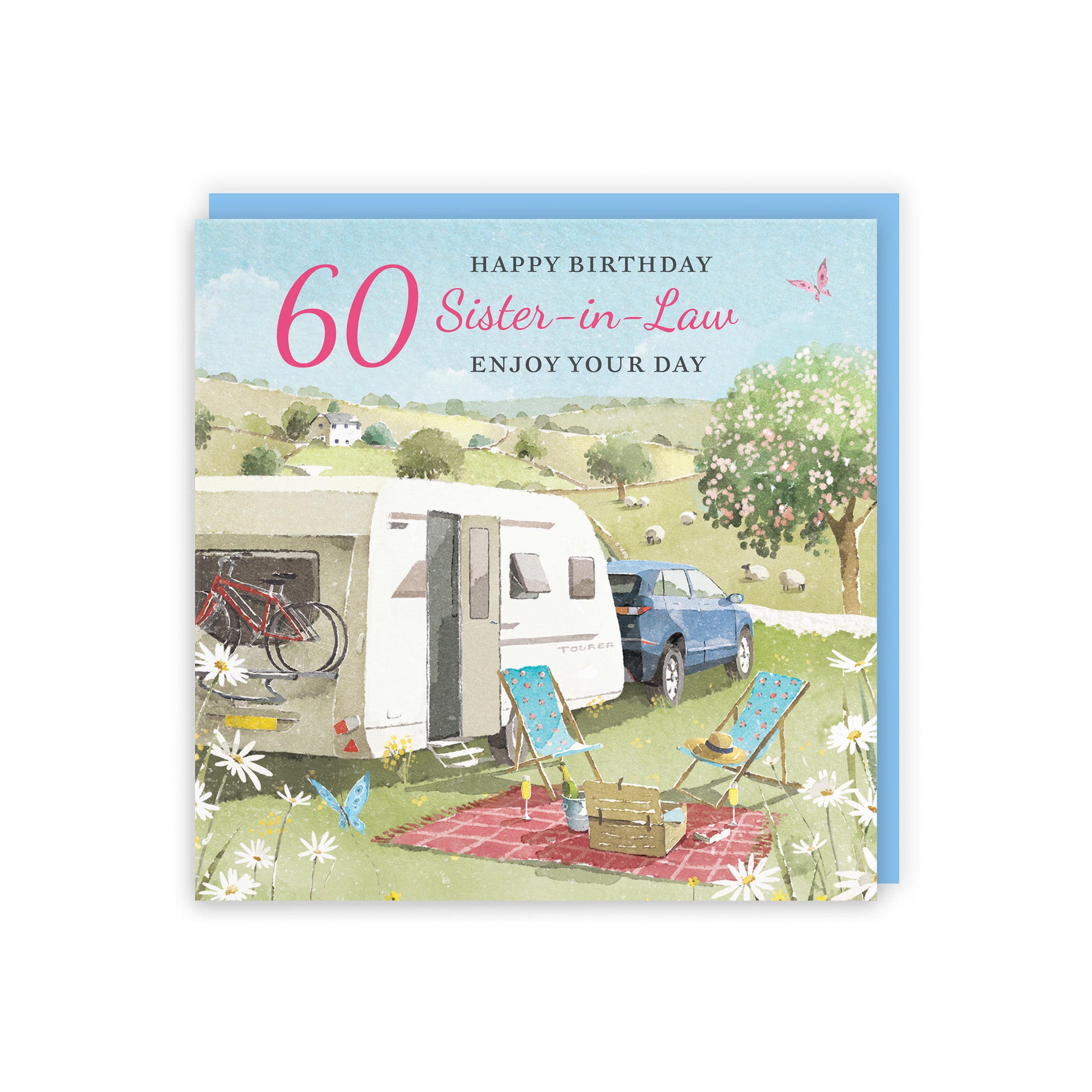 60th Sister-in-Law Birthday Card Caravan Holiday Milo's Gallery - Default Title (RT07594)