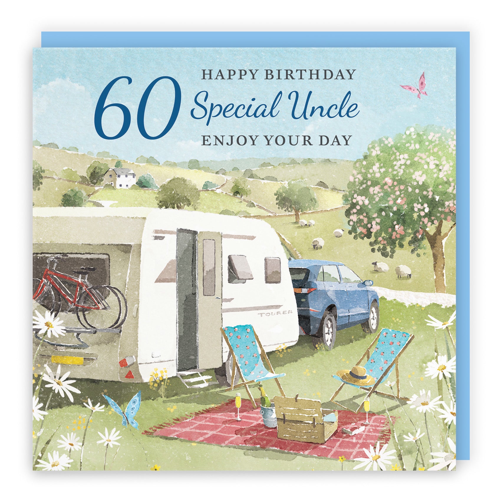 60th Uncle Birthday Card Caravan Holiday Milo's Gallery - Default Title (RT07607)