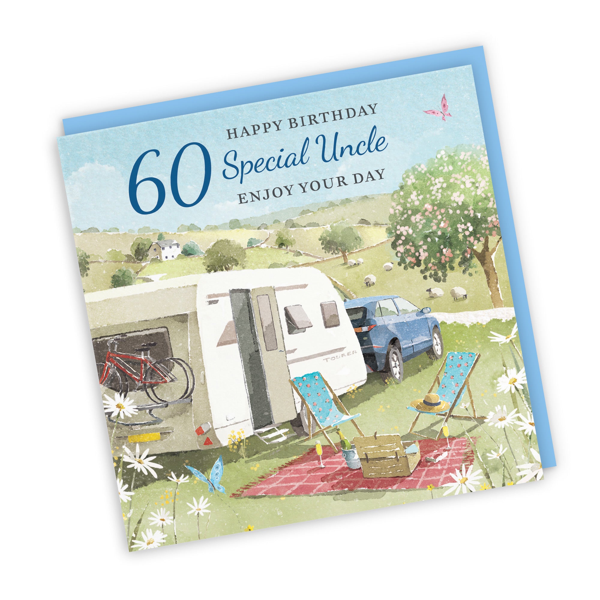 60th Uncle Birthday Card Caravan Holiday Milo's Gallery - Default Title (RT07607)