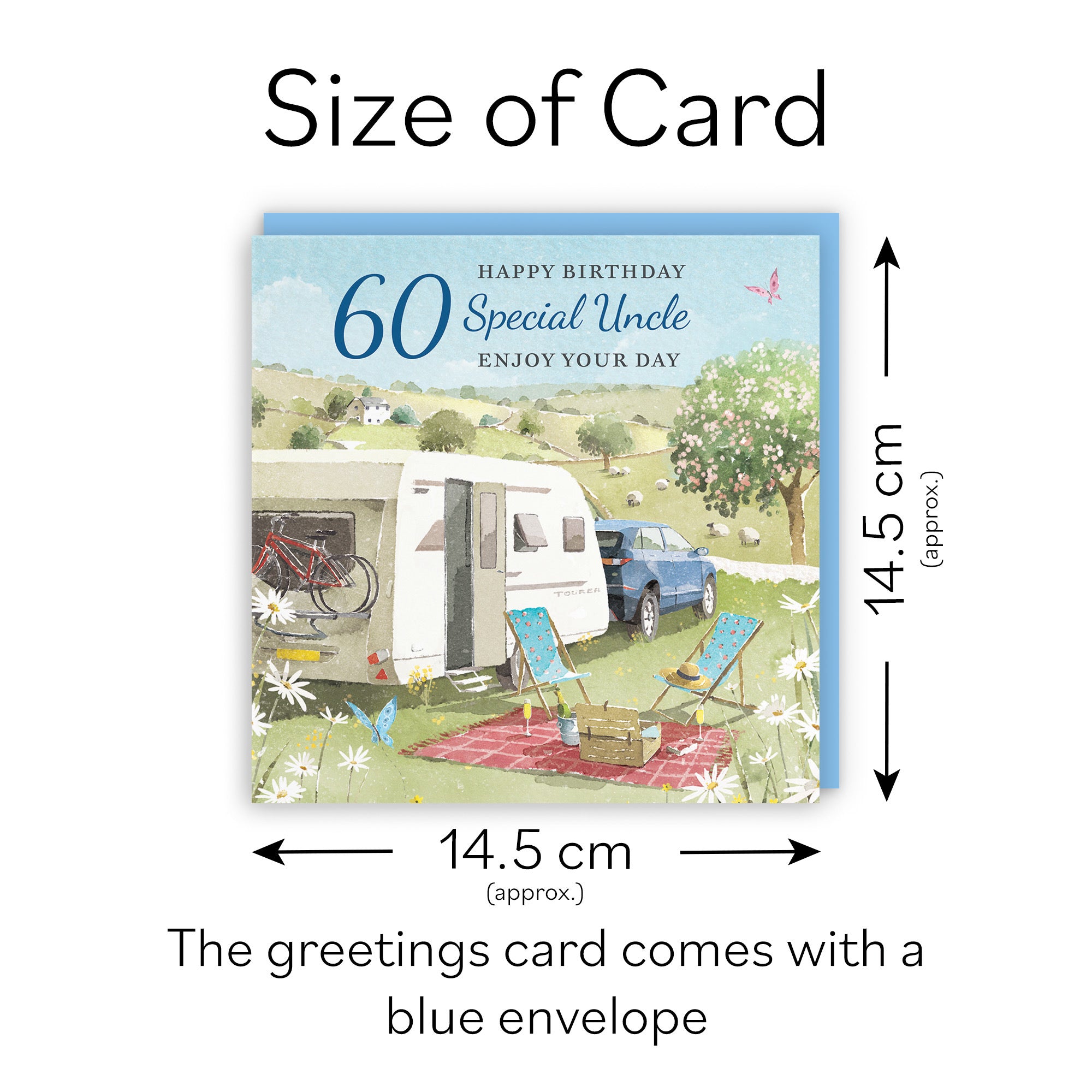 60th Uncle Birthday Card Caravan Holiday Milo's Gallery - Default Title (RT07607)