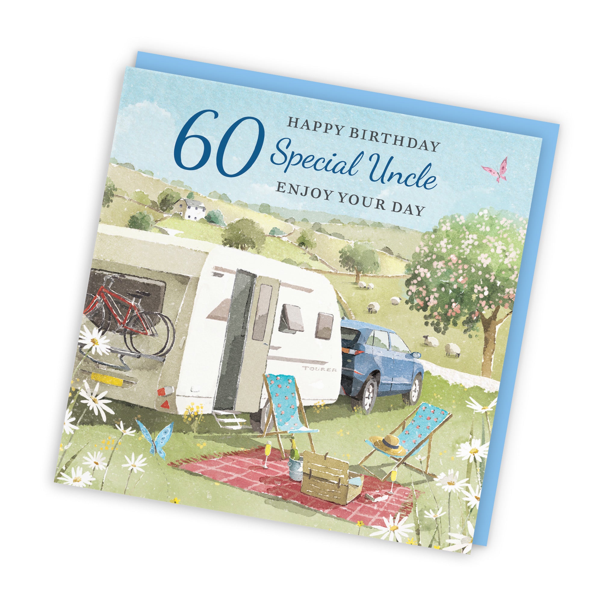 60th Uncle Birthday Card Caravan Holiday Milo's Gallery - Default Title (RT07607)