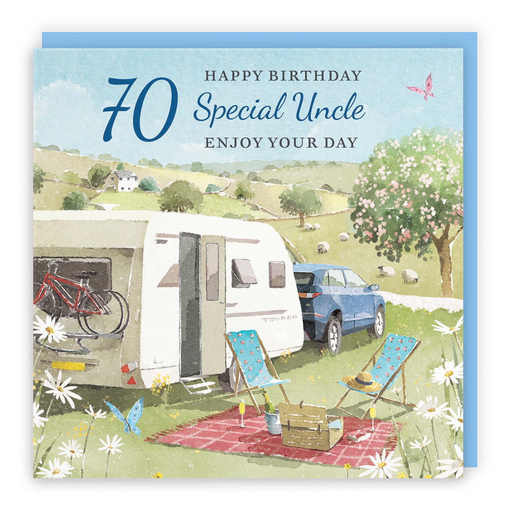 70th Uncle Birthday Card Caravan Holiday Milo's Gallery - Default Title (RT07608)