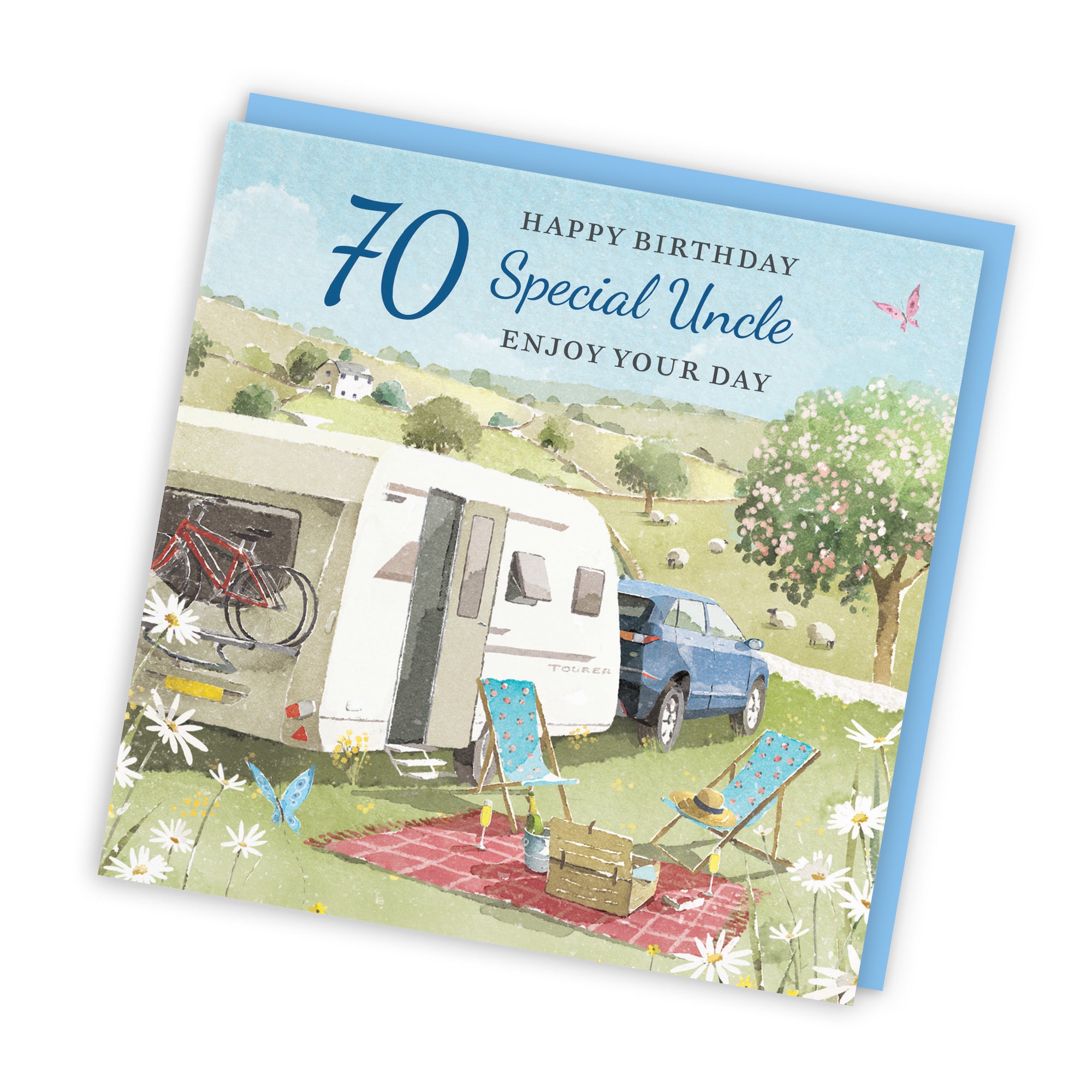 70th Uncle Birthday Card Caravan Holiday Milo's Gallery - Default Title (RT07608)