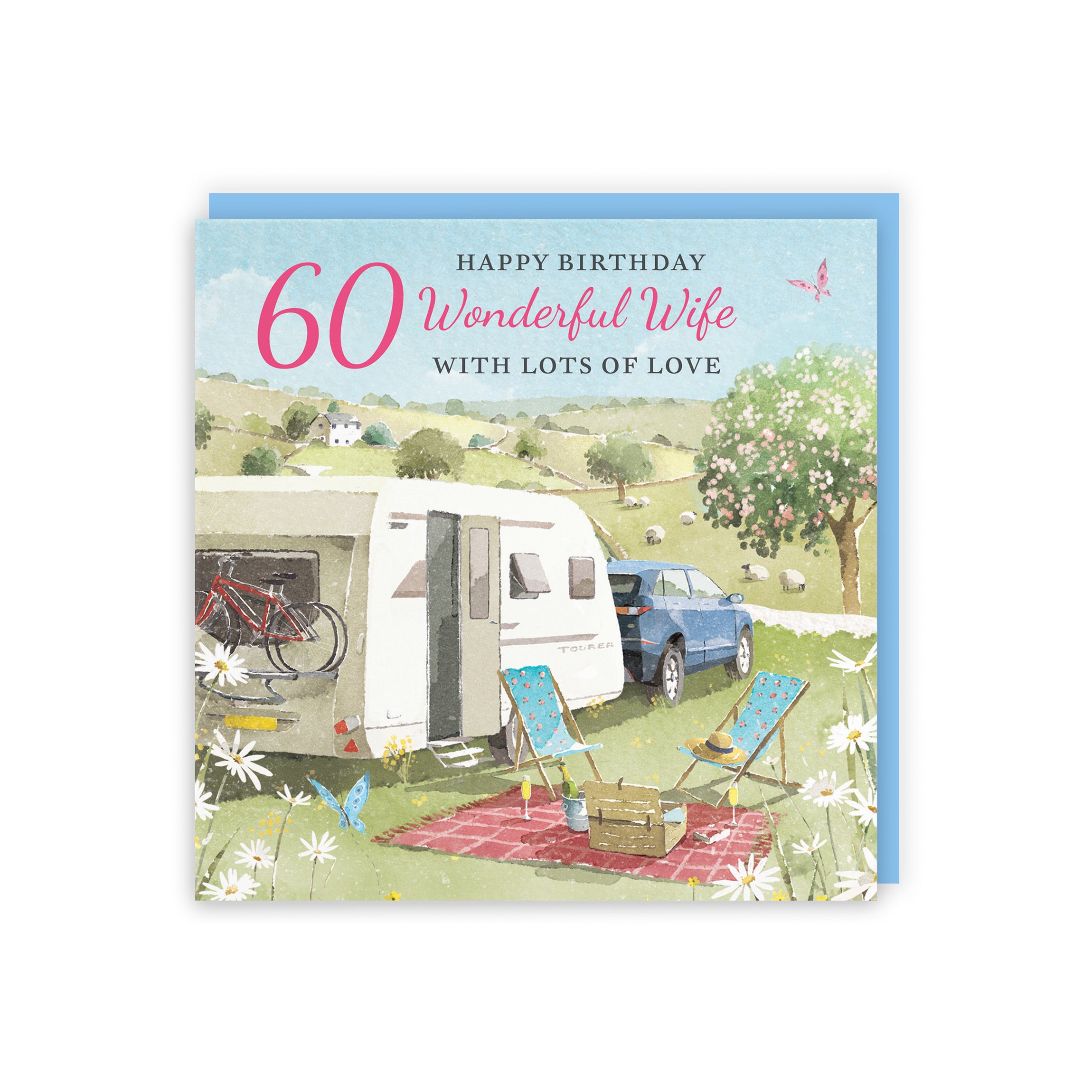 60th Wife Birthday Card Caravan Holiday Milo's Gallery - Default Title (RT07611)