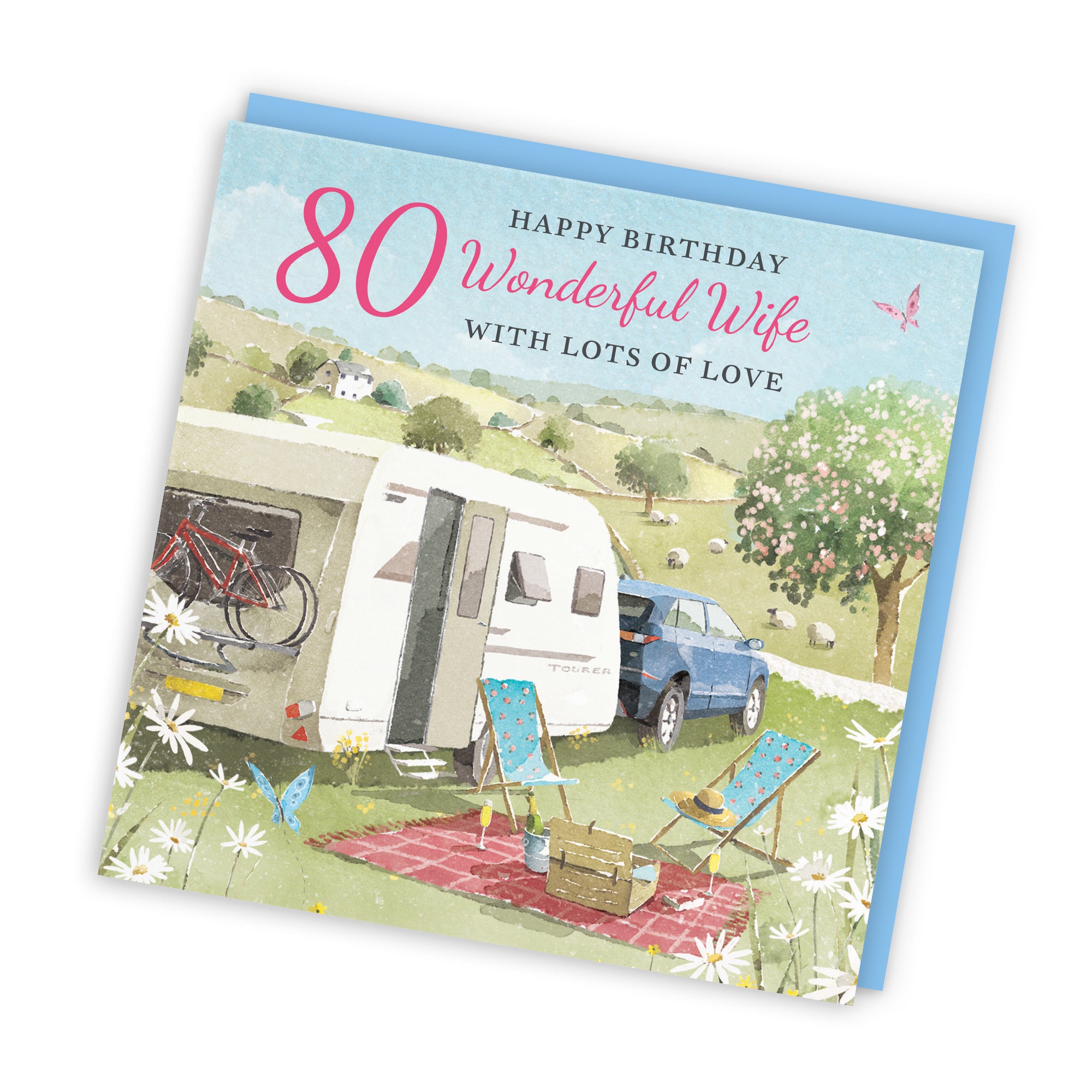 80th Wife Birthday Card Caravan Holiday Milo's Gallery - Default Title (RT07613)