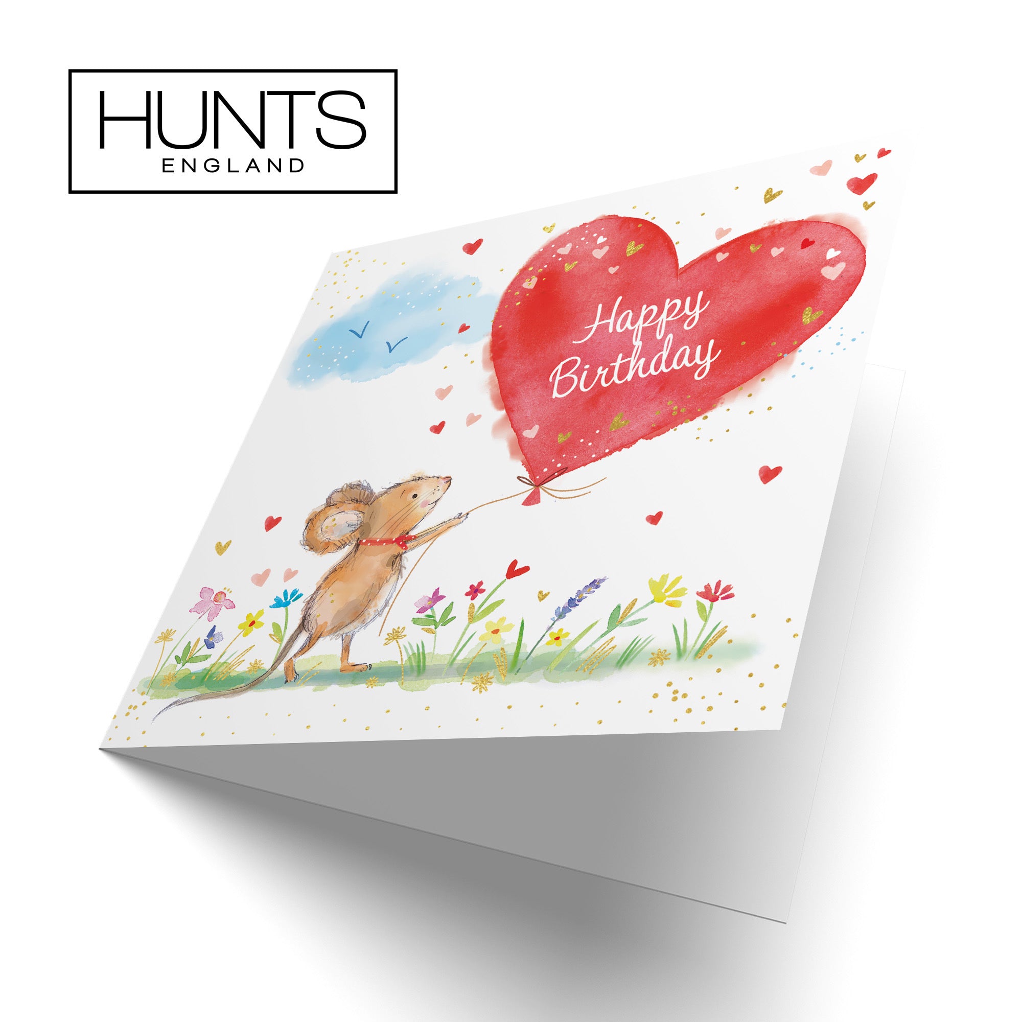 Birthday Card Heart Balloon Gold Foil Marty The Mouse - Default Title (SN00133)