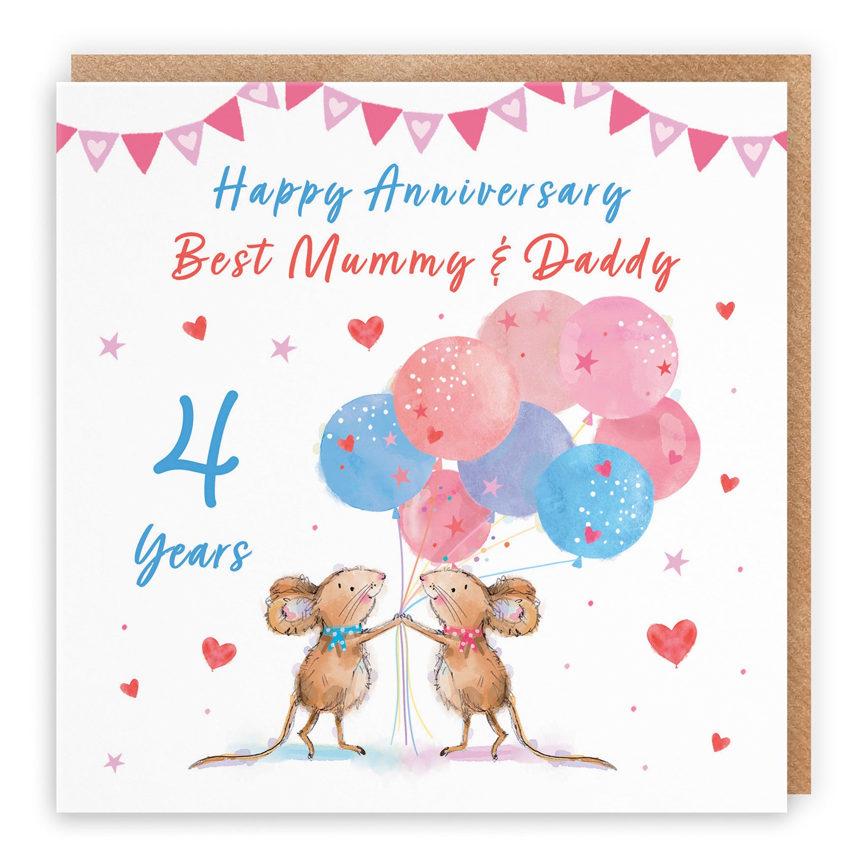 4th Mummy And Daddy Anniversary Card Happily Ever After Little Whiskers - Default Title (SN00273)