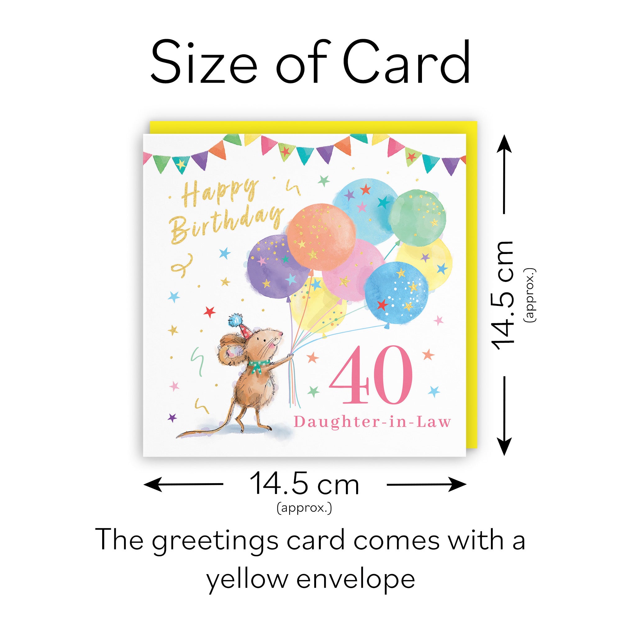 40th Daughter-in-Law Birthday Card Colourful Balloons Gold Foil Little Whiskers - Default Title (SN00395)