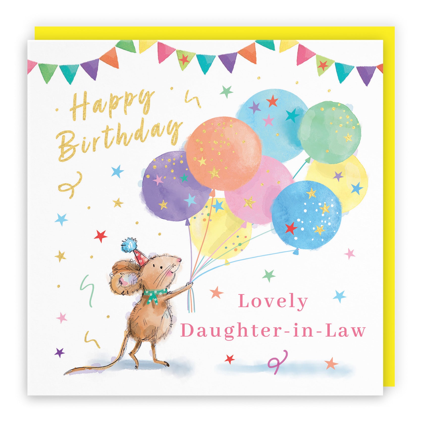 Daughter-in-Law Birthday Card Colourful Balloons Gold Foil Little Whiskers - Default Title (SN00398)