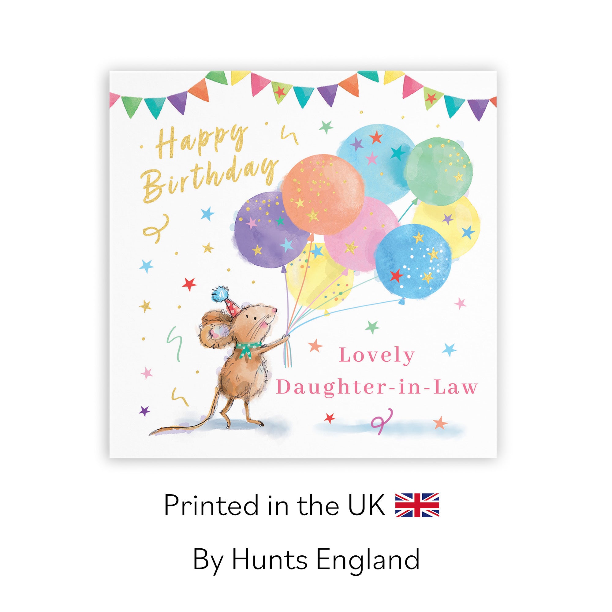 Daughter-in-Law Birthday Card Colourful Balloons Gold Foil Little Whiskers - Default Title (SN00398)