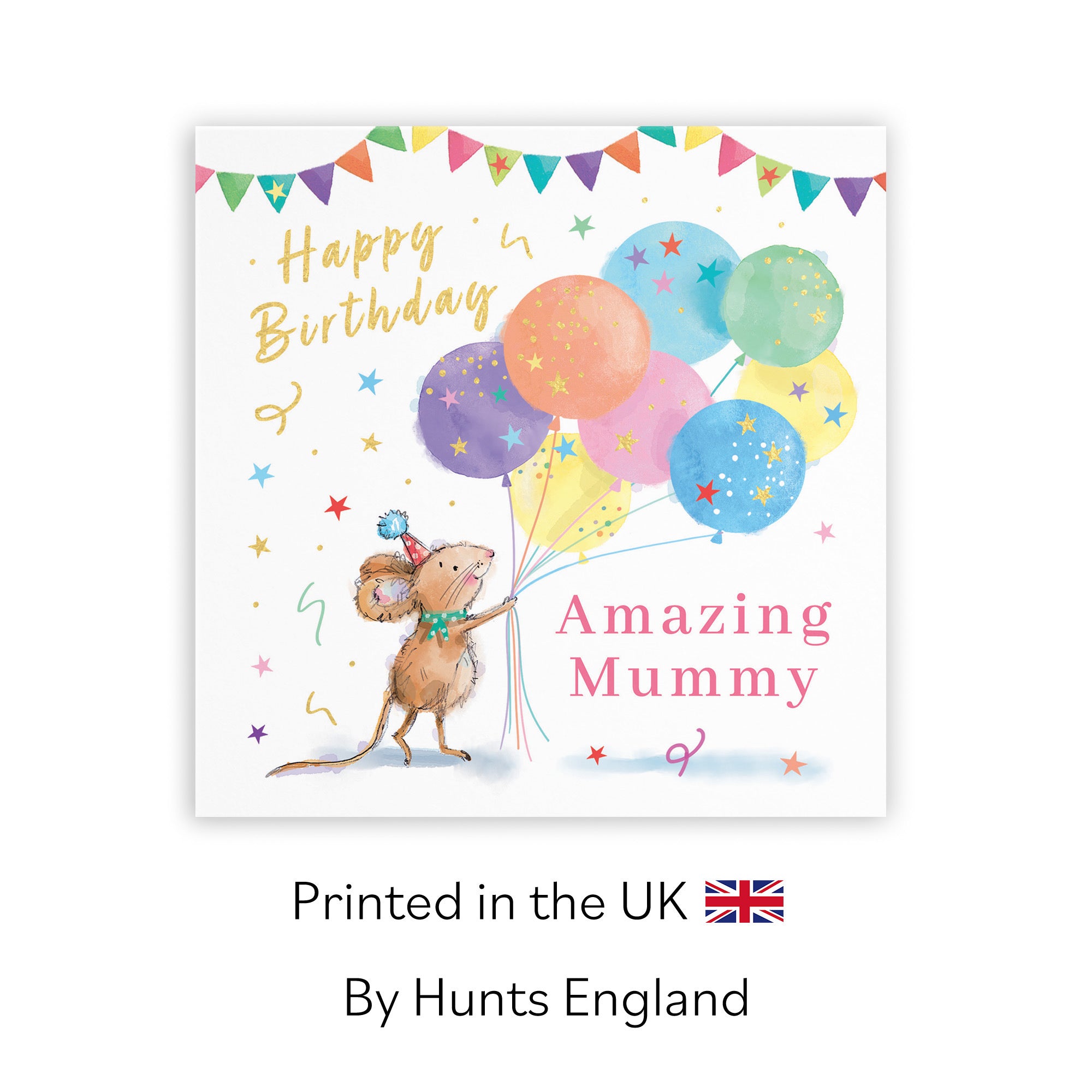 Mummy Birthday Card Colourful Balloons Gold Foil Little Whiskers - Default Title (SN00447)