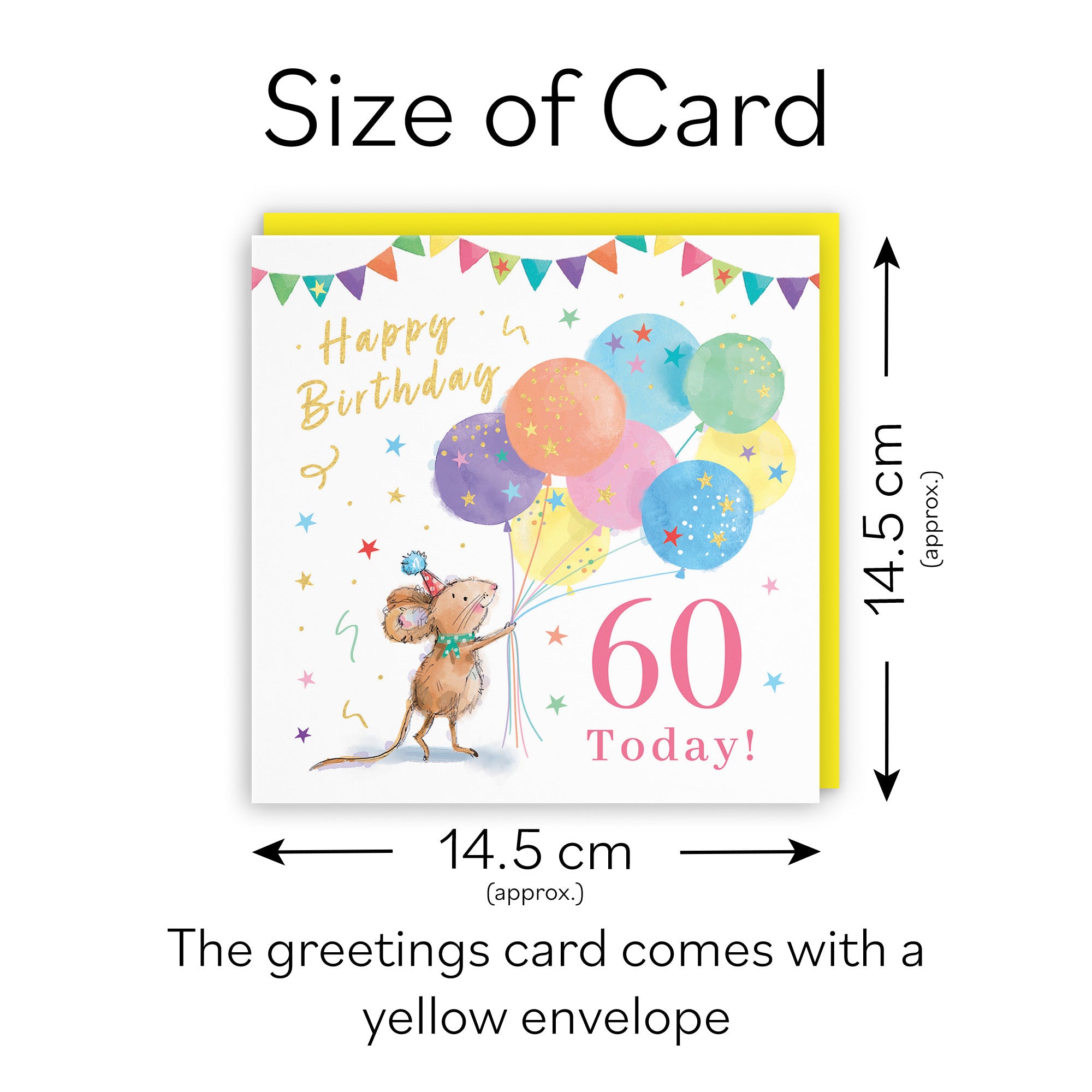 Women's 60th Birthday Card Colourful Balloons Gold Foil Little Whiskers - Default Title (SN00473)