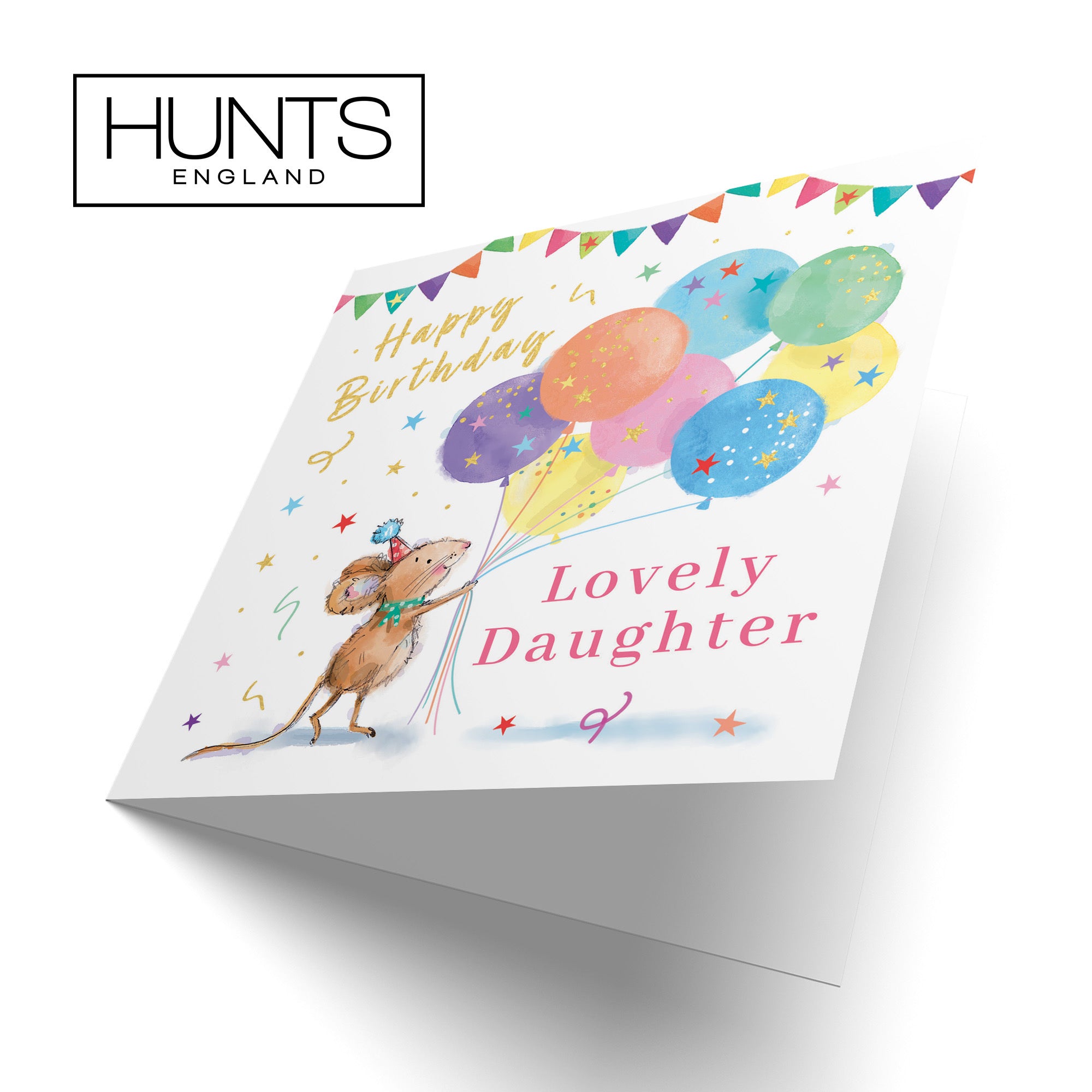 Daughter Birthday Card Colourful Balloons Gold Foil Little Whiskers - Default Title (SN00530)