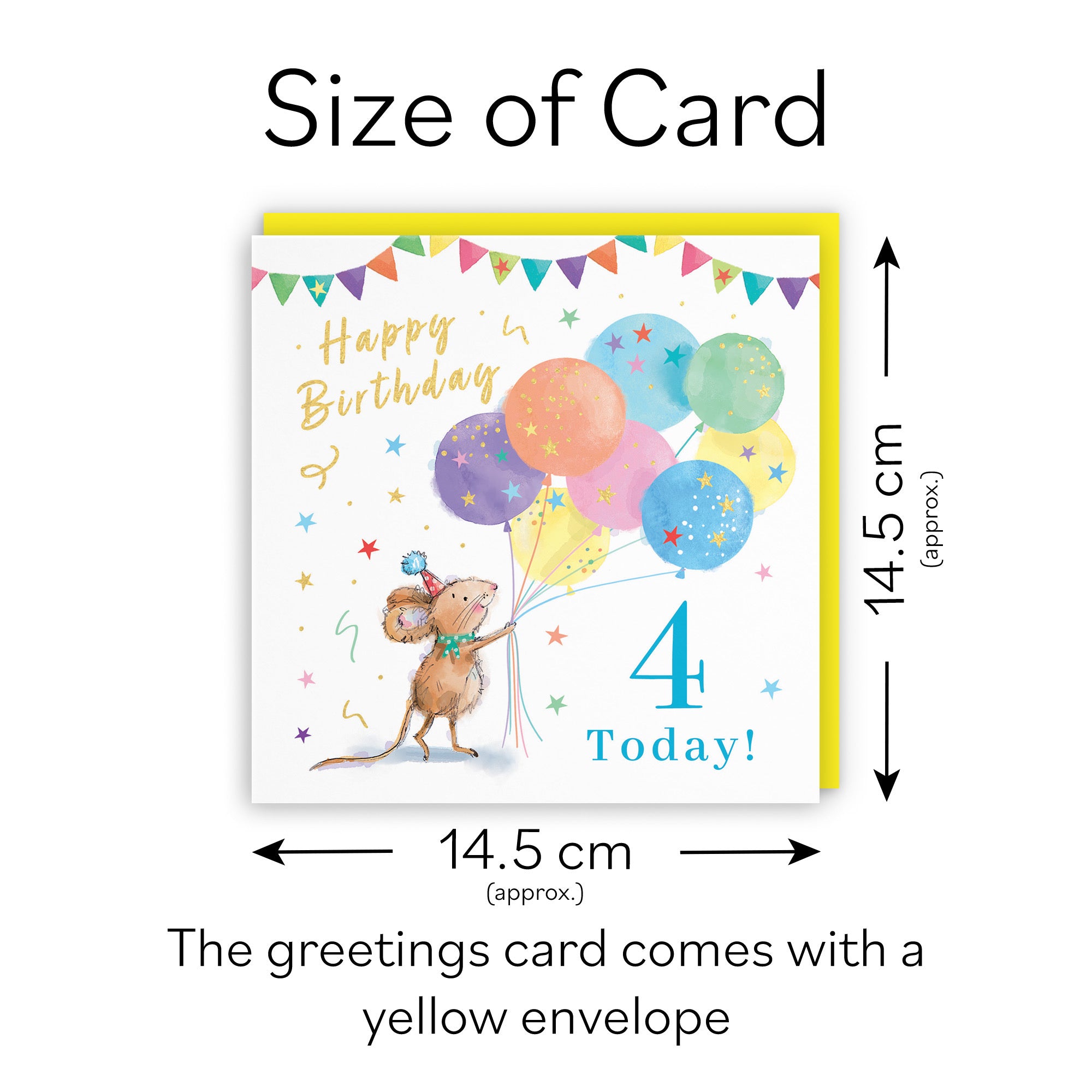 Boys 4th Birthday Card Colourful Balloons Gold Foil Little Whiskers - Default Title (SN00545)