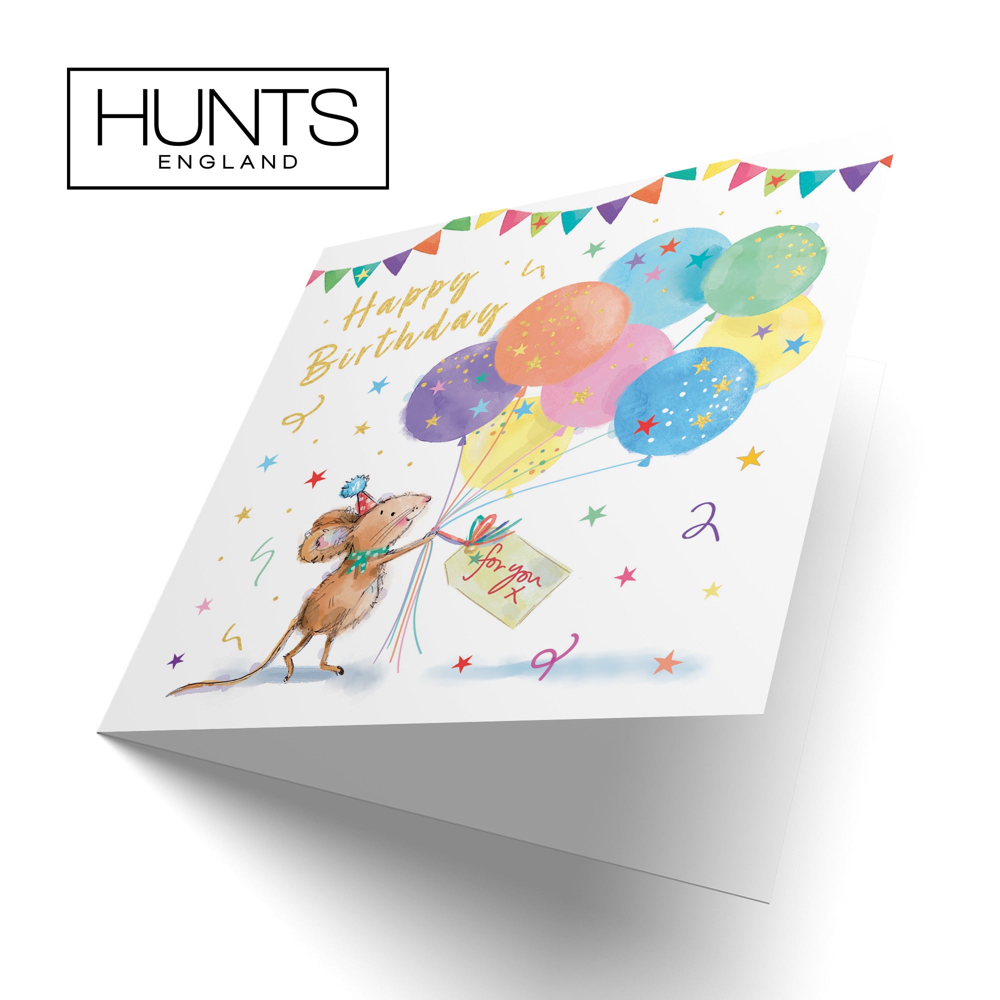 Birthday Card Colourful Balloons Gold Foil Little Whiskers - Default Title (SN00550)
