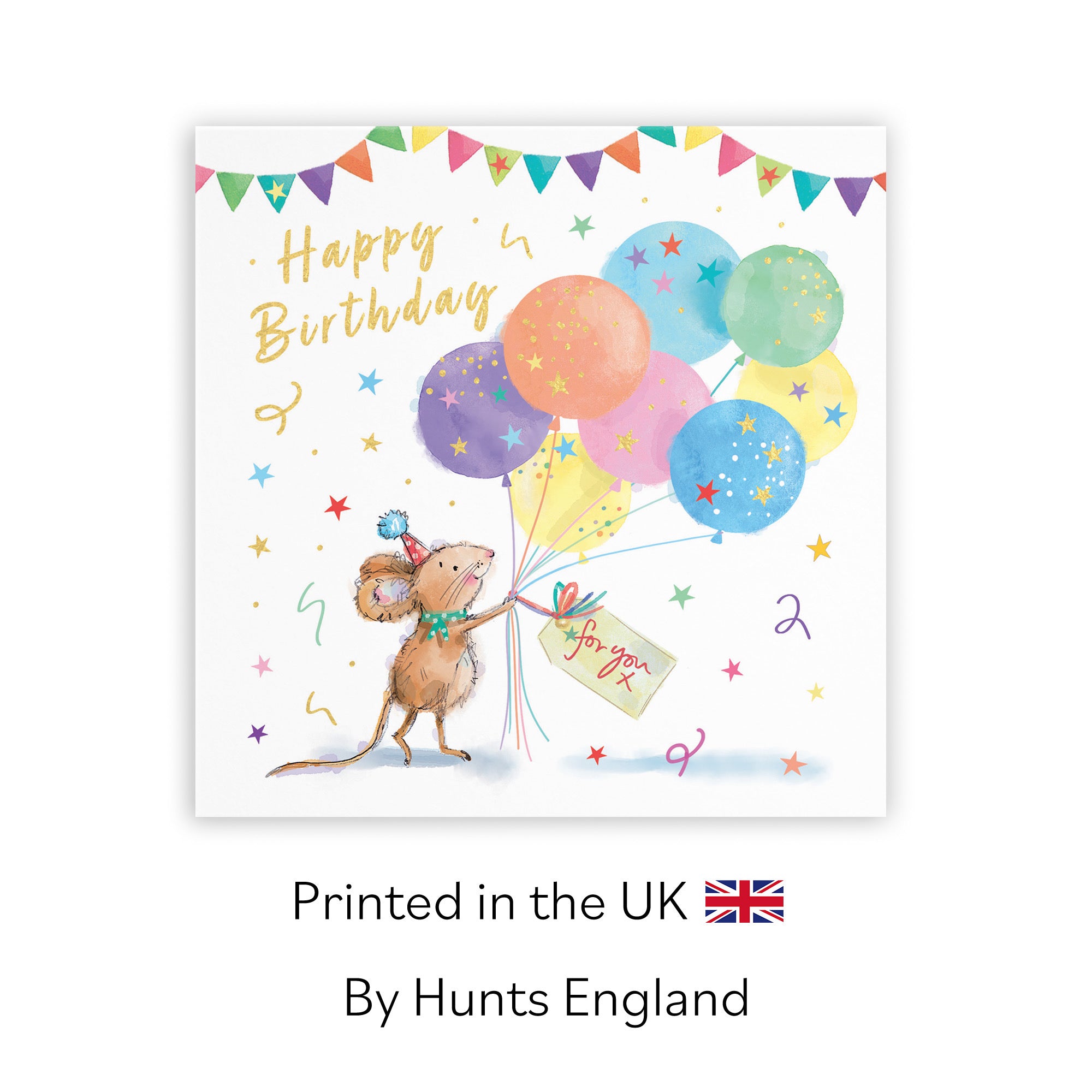 Birthday Card Colourful Balloons Gold Foil Little Whiskers - Default Title (SN00550)