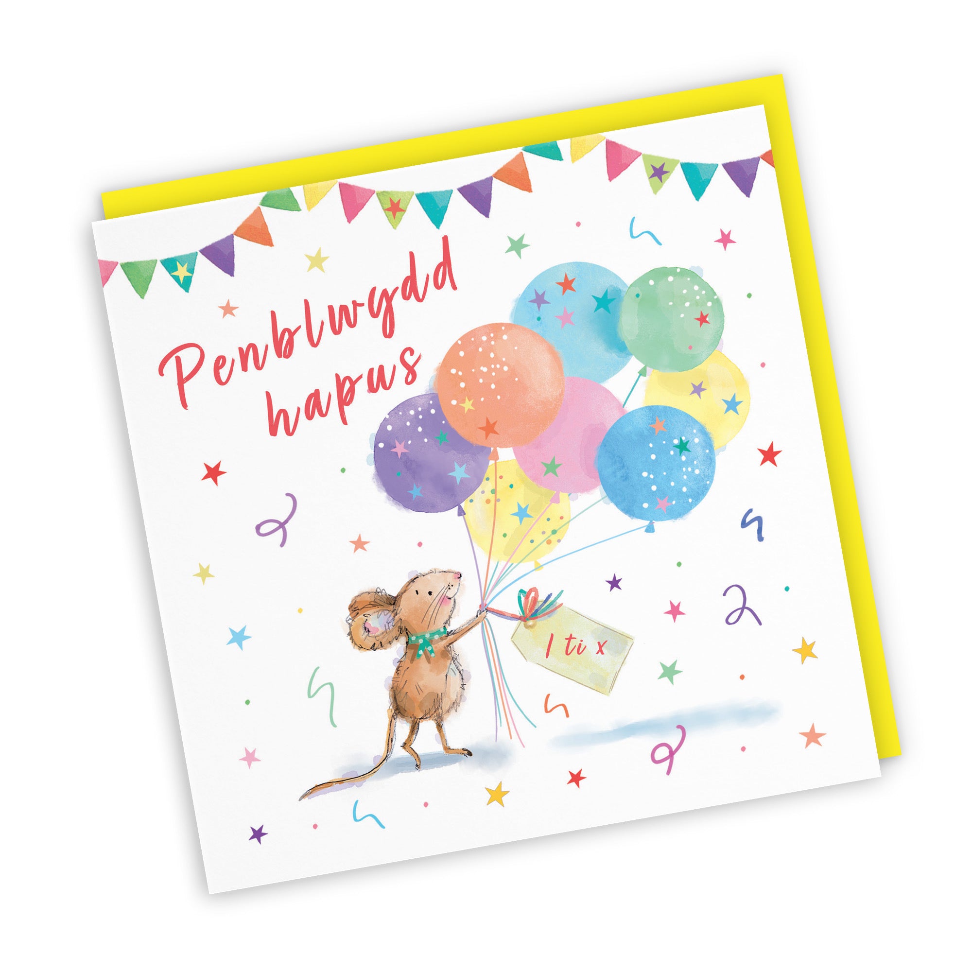 Welsh Language Birthday Card Colourful Balloons Little Whiskers - Default Title (SN00553)