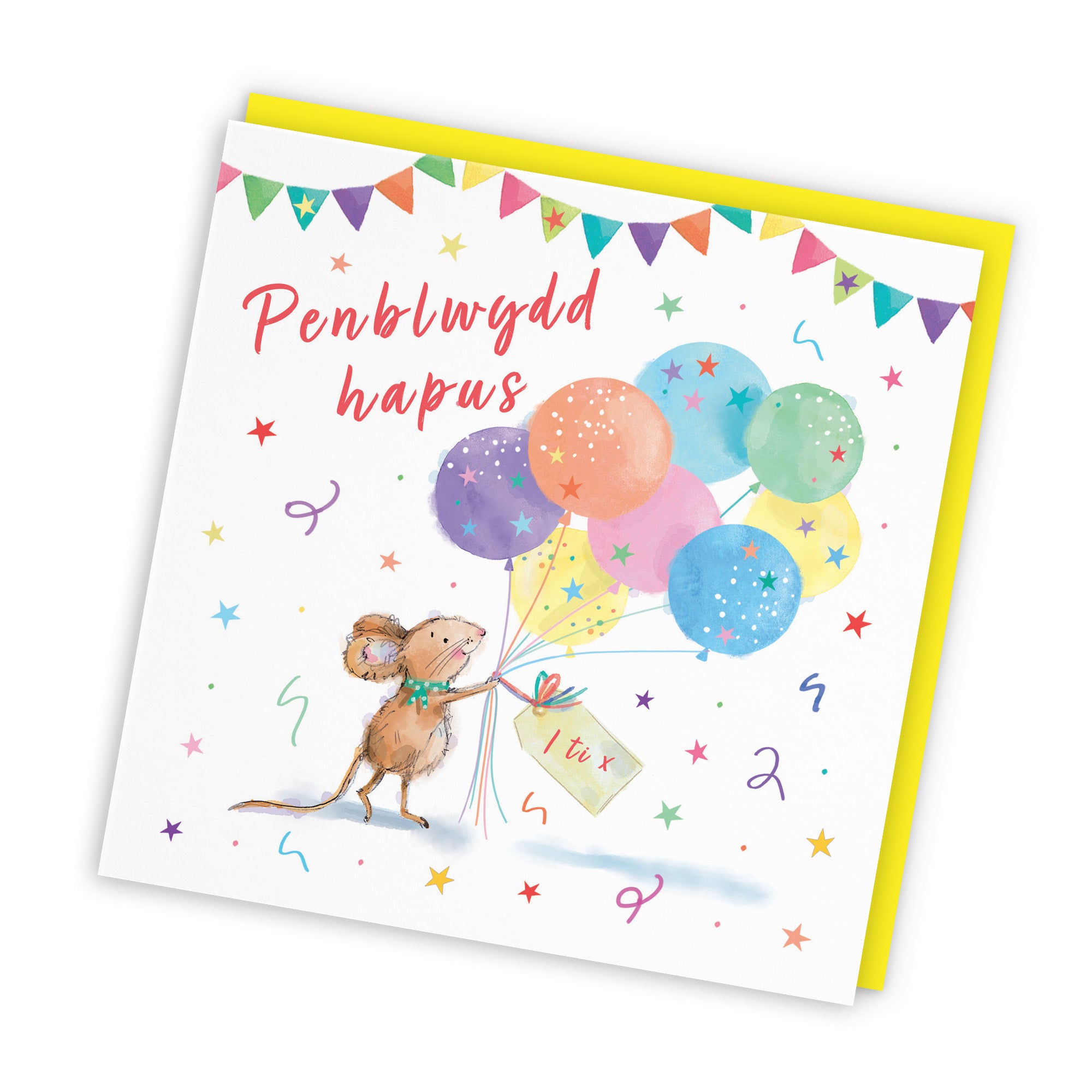 Welsh Language Birthday Card Colourful Balloons Little Whiskers - Default Title (SN00553)
