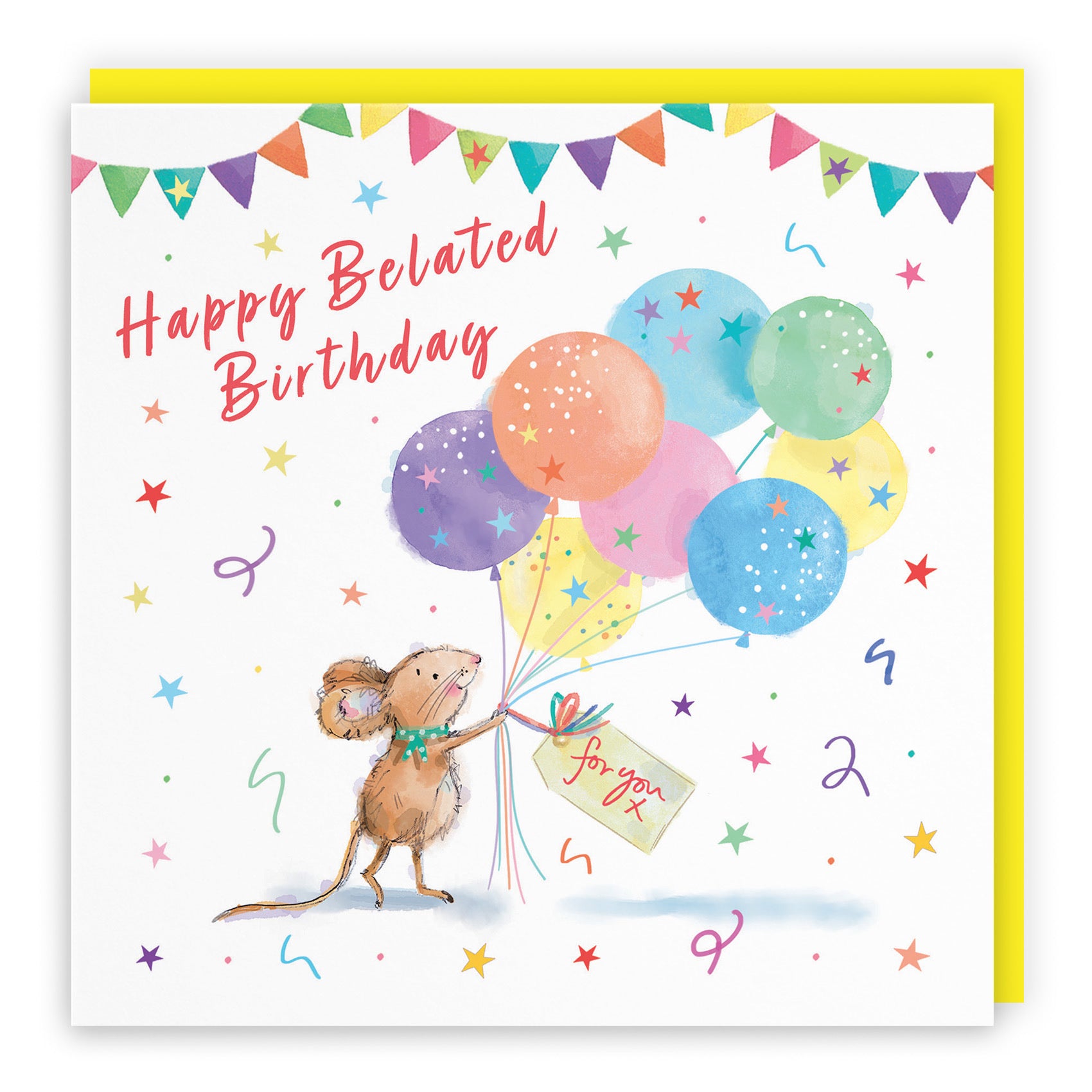 Belated Birthday Card Colourful Balloons Little Whiskers - Default Title (SN00555)