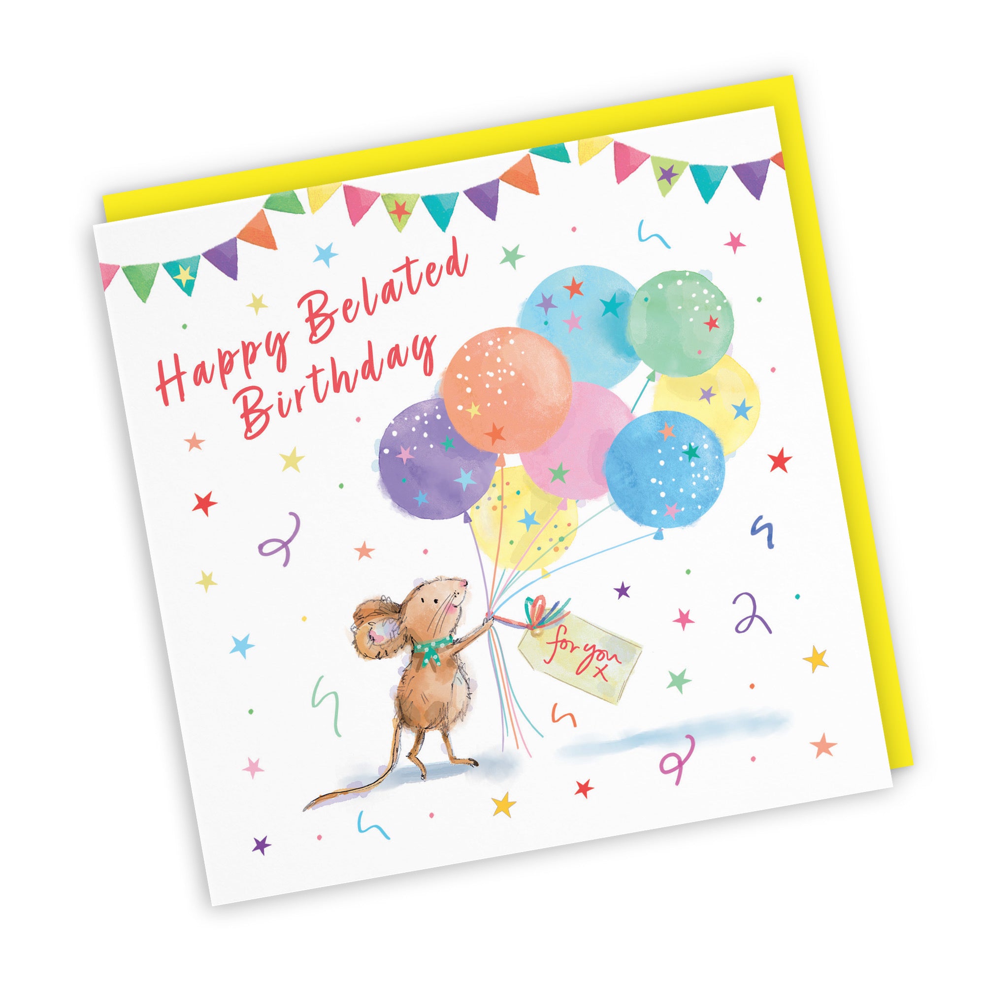 Belated Birthday Card Colourful Balloons Little Whiskers - Default Title (SN00555)