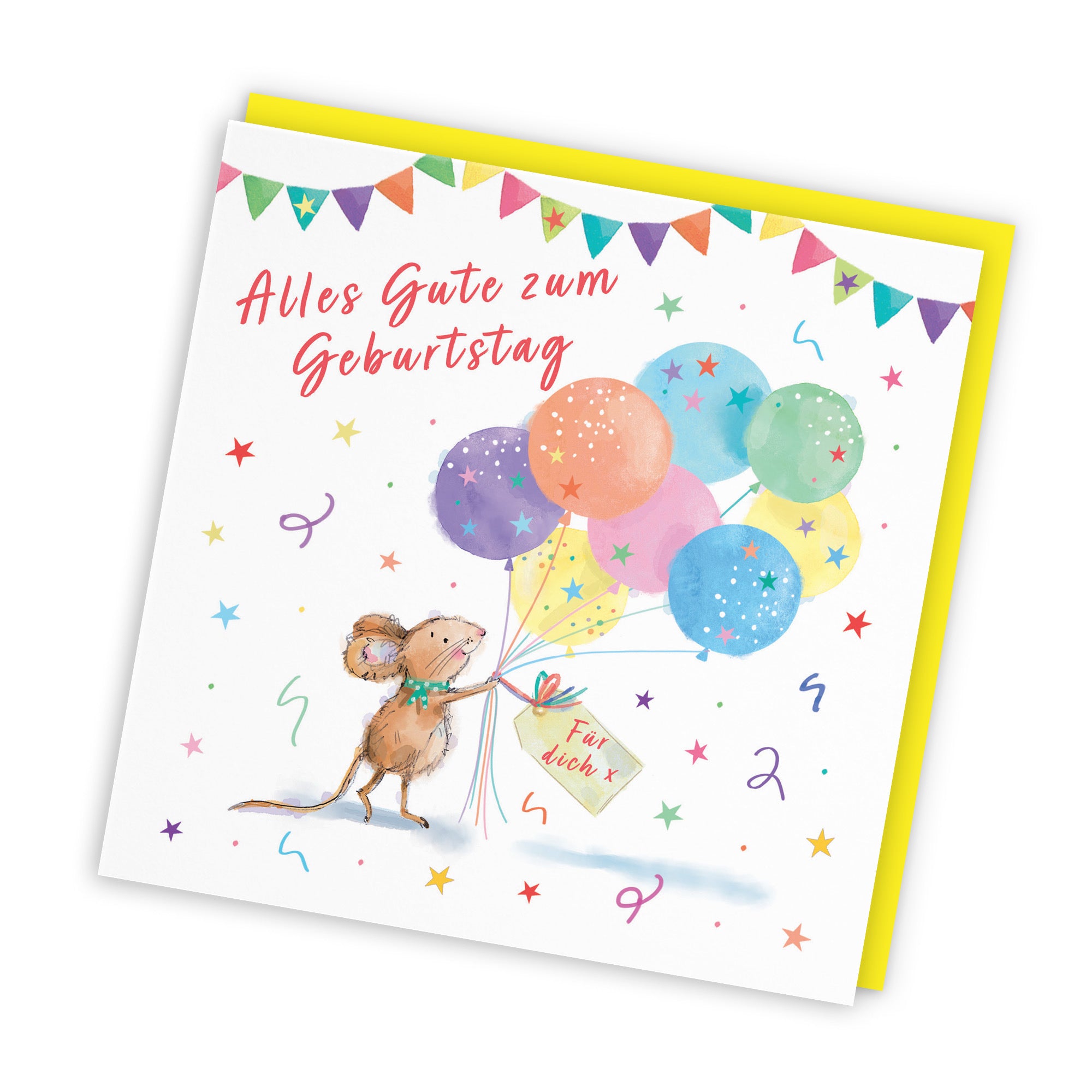 German Language Birthday Card Colourful Balloons Little Whiskers - Default Title (SN00559)