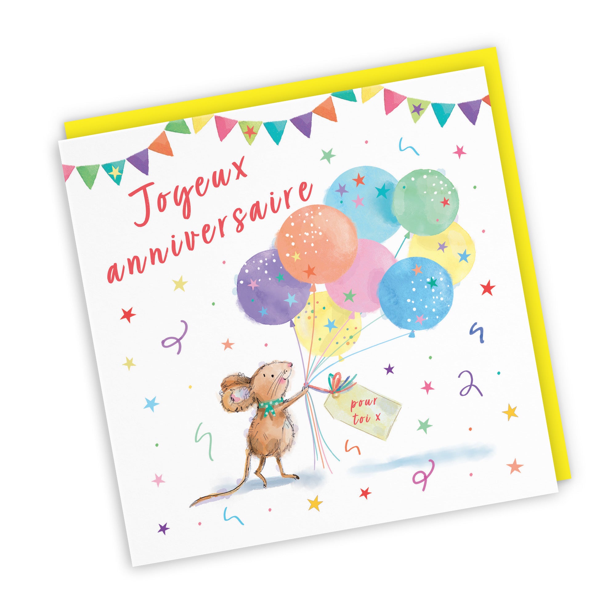 French Language Birthday Card Colourful Balloons Little Whiskers - Default Title (SN00560)