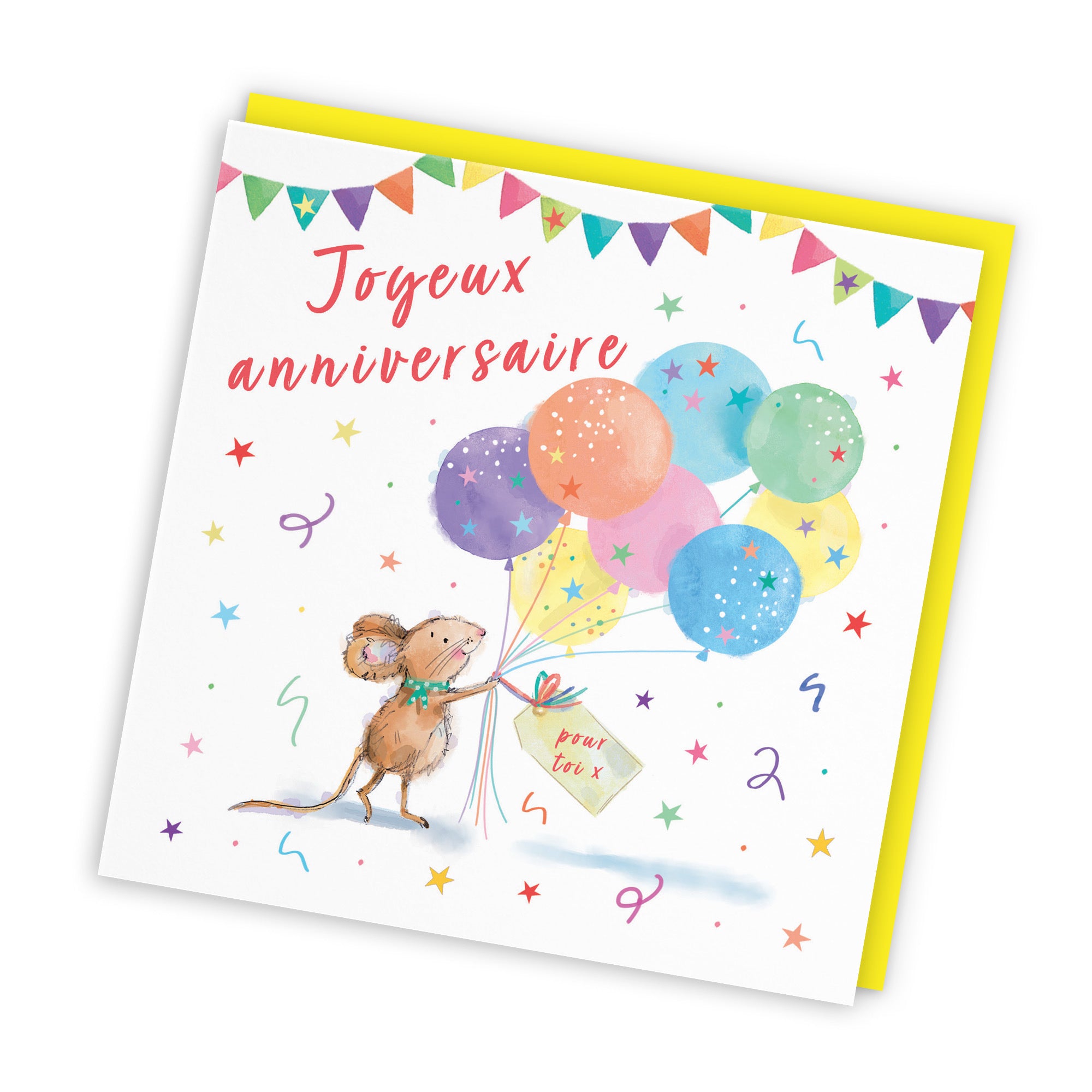 French Language Birthday Card Colourful Balloons Little Whiskers - Default Title (SN00560)