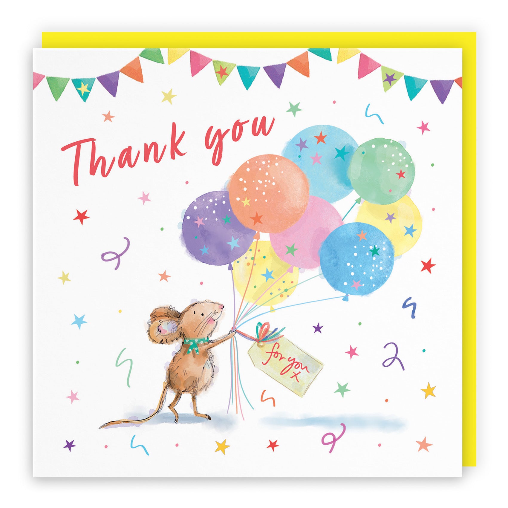 Thank You Card Colourful Balloons Little Whiskers - Default Title (SN00579)