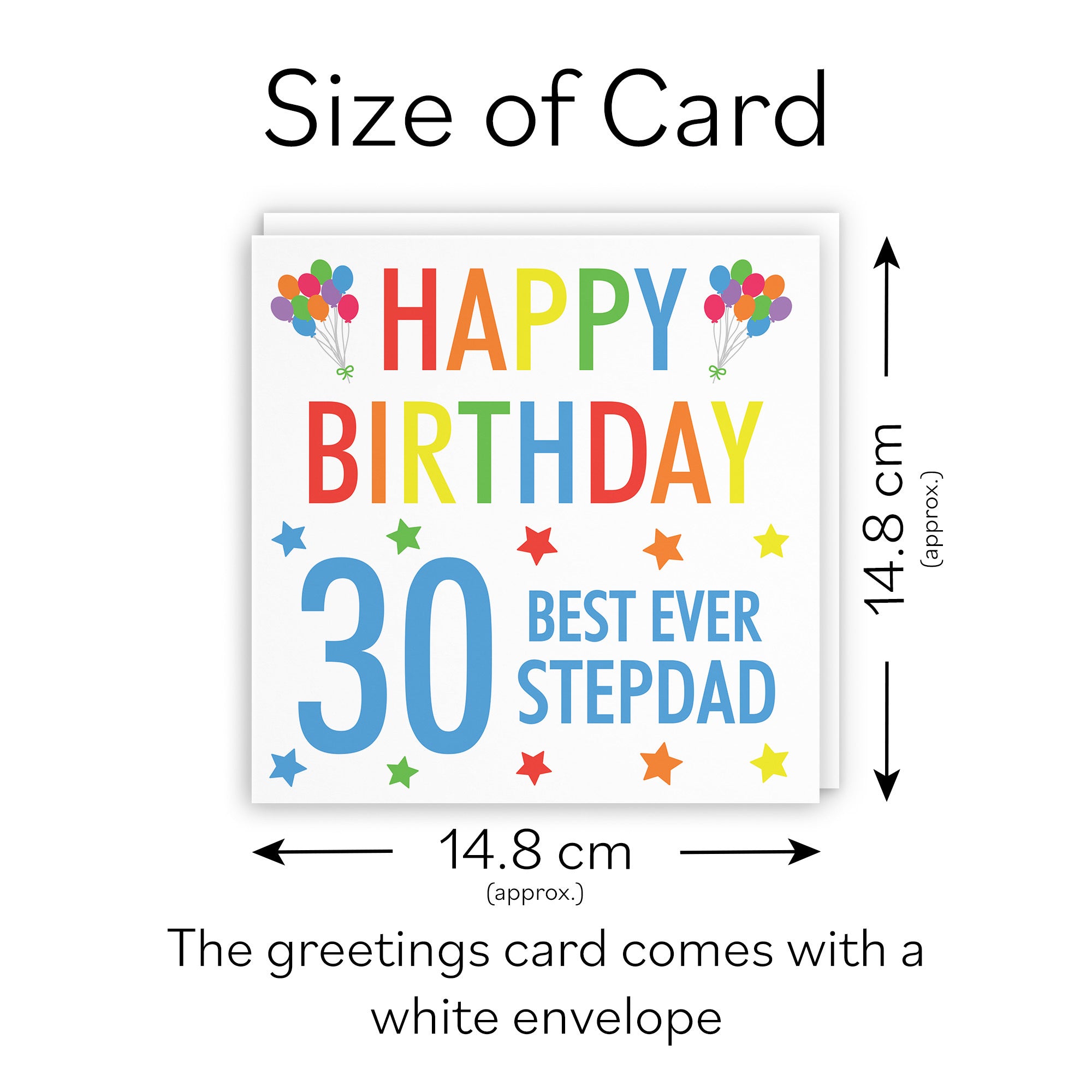 30th Stepdad Birthday Card Colourful - Default Title (TH02179)