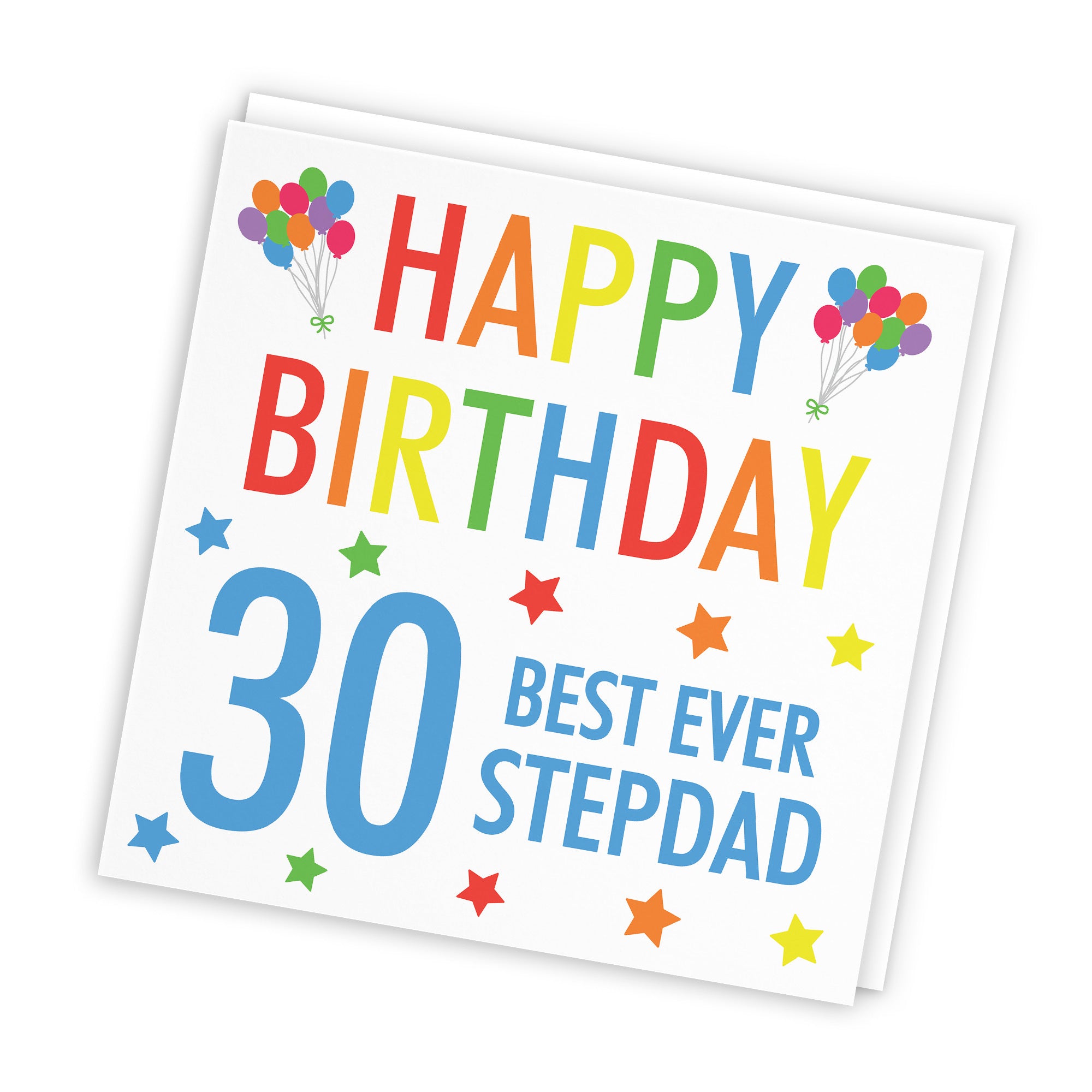 30th Stepdad Birthday Card Colourful - Default Title (TH02179)