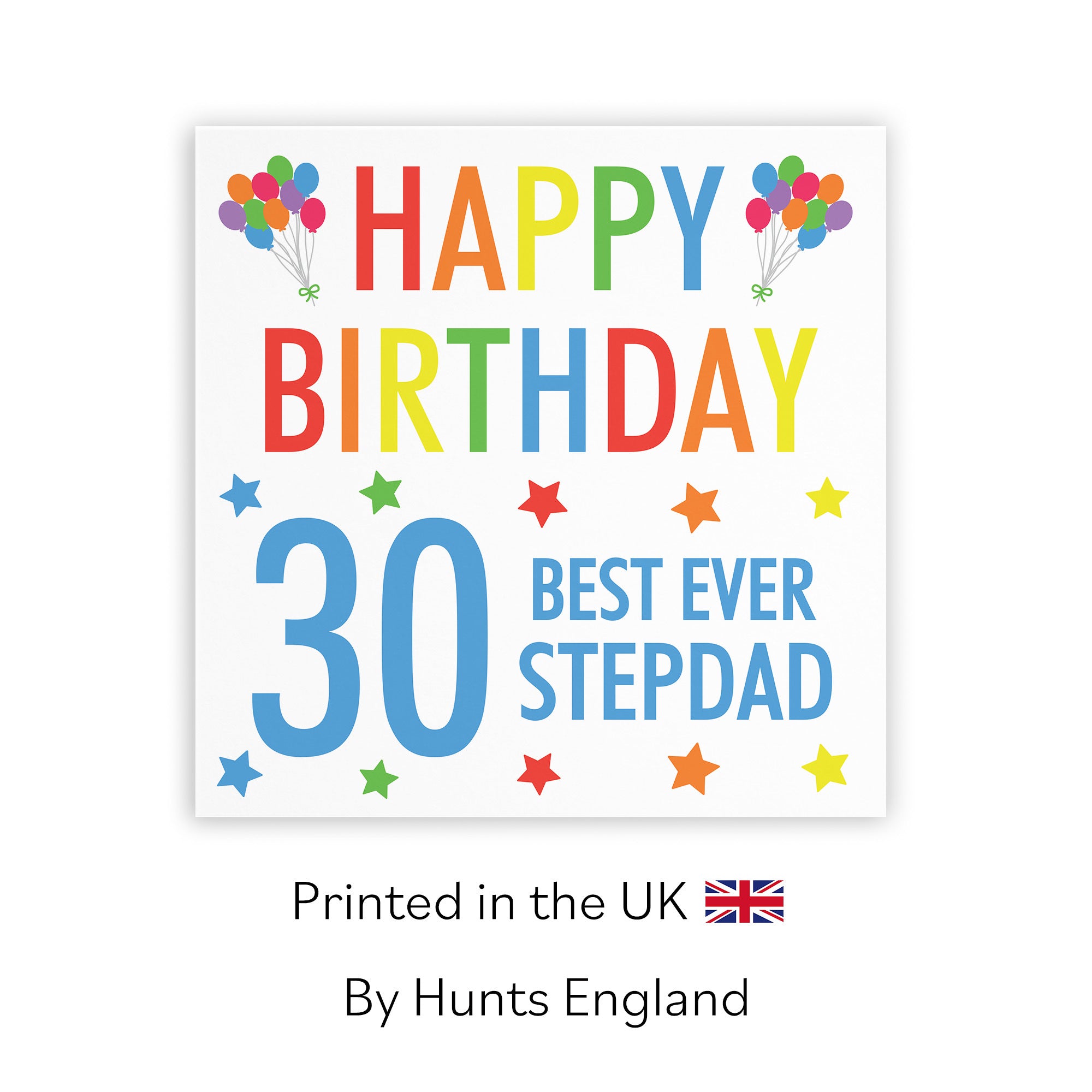 30th Stepdad Birthday Card Colourful - Default Title (TH02179)
