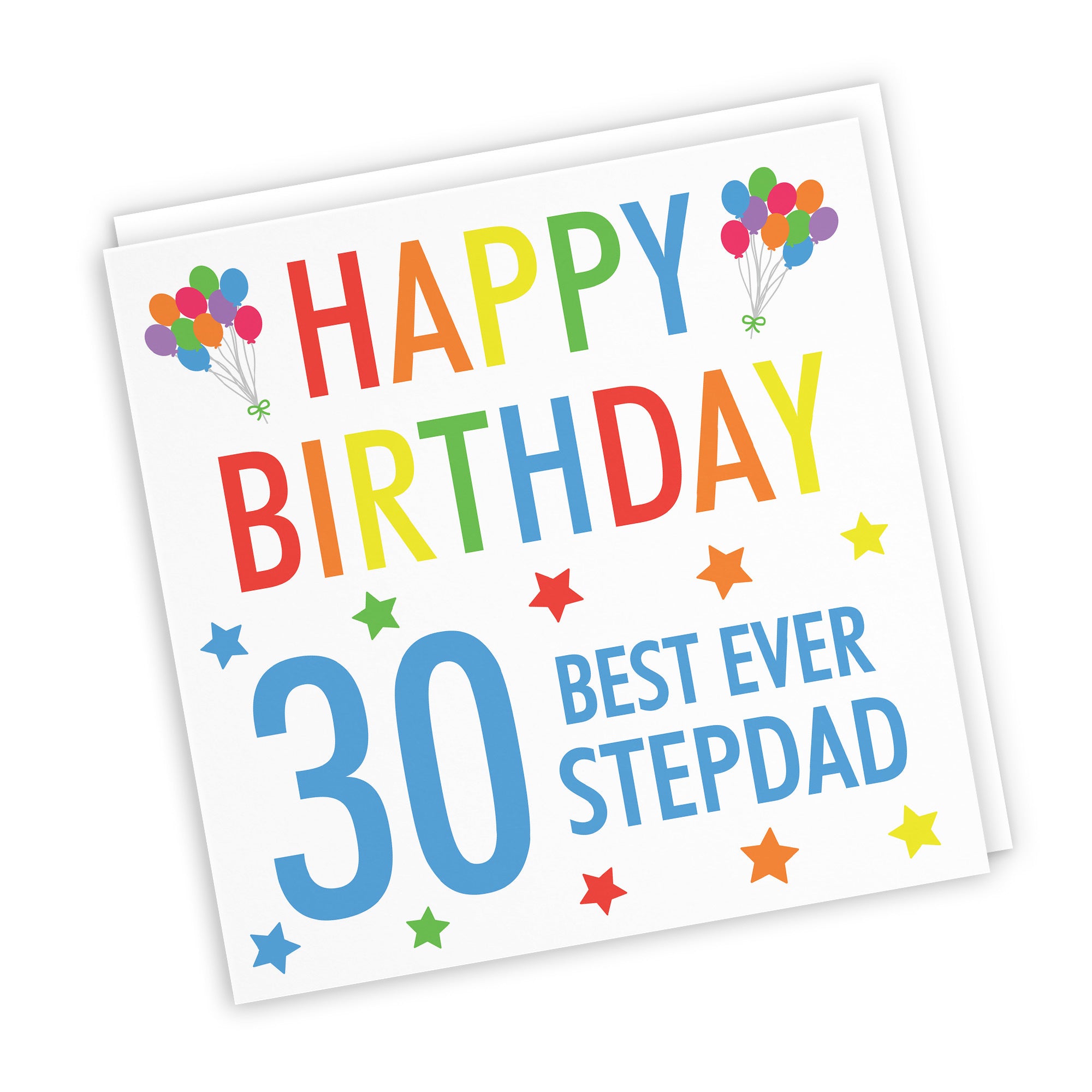 30th Stepdad Birthday Card Colourful - Default Title (TH02179)