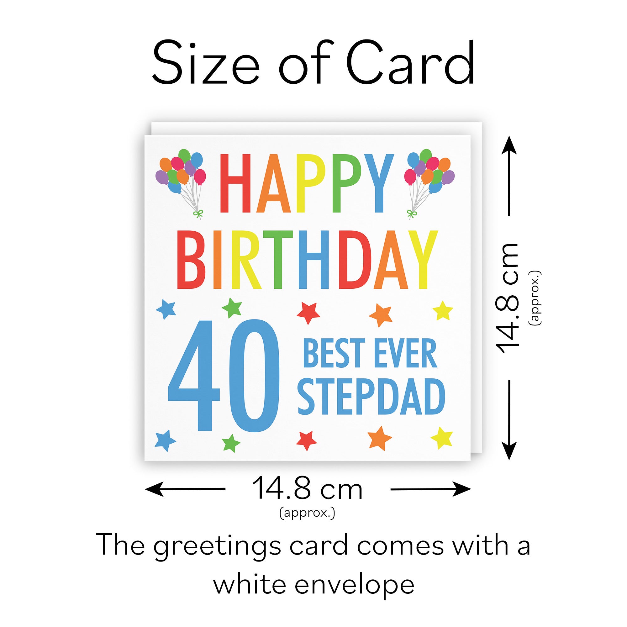 40th Stepdad Birthday Card Colourful - Default Title (TH02185)