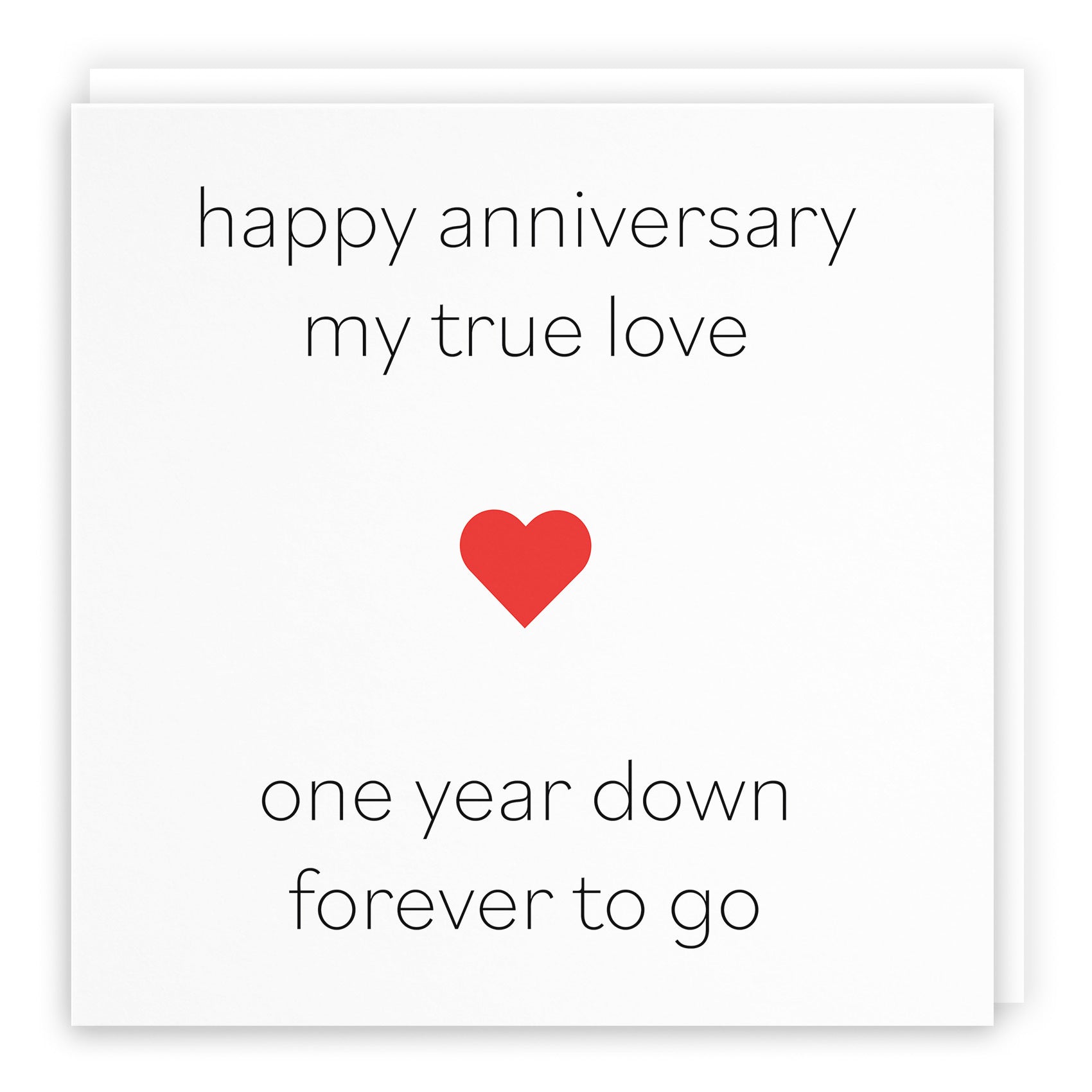1st Anniversary Card My True Love One Year Down Red Heart - Default Title (TH02207)